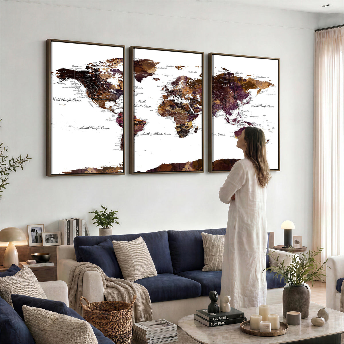 50611-PAN-FL-20X10 - World Map Canvas Print | Detailed Map of the World Wall Art