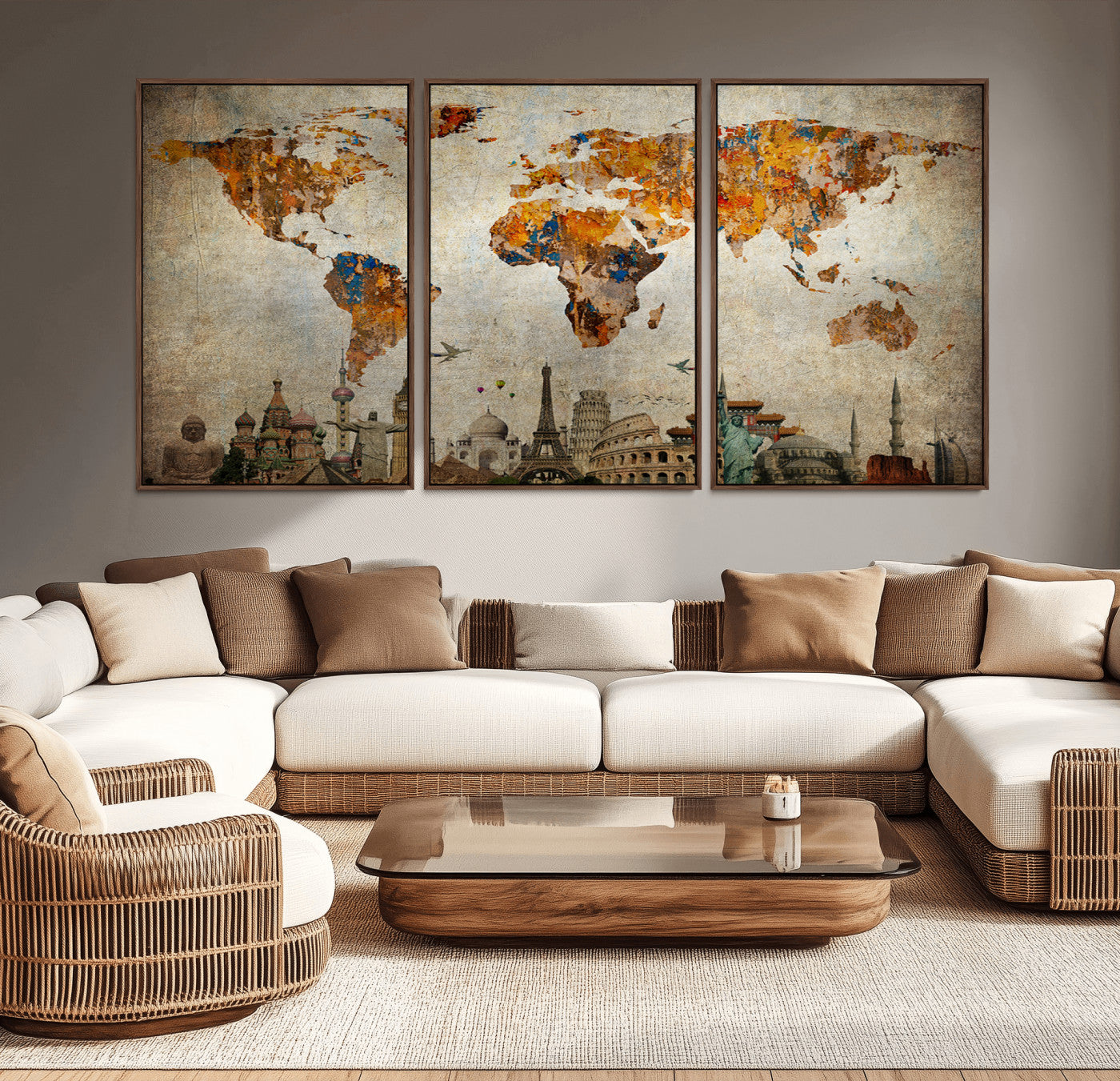 54918-MGV-CV-36X24-Push Pin World Map Canvas Print – Framed Wall Art for Couples to Track Their Travels – Anniversary Gift or Home Adventure Decor