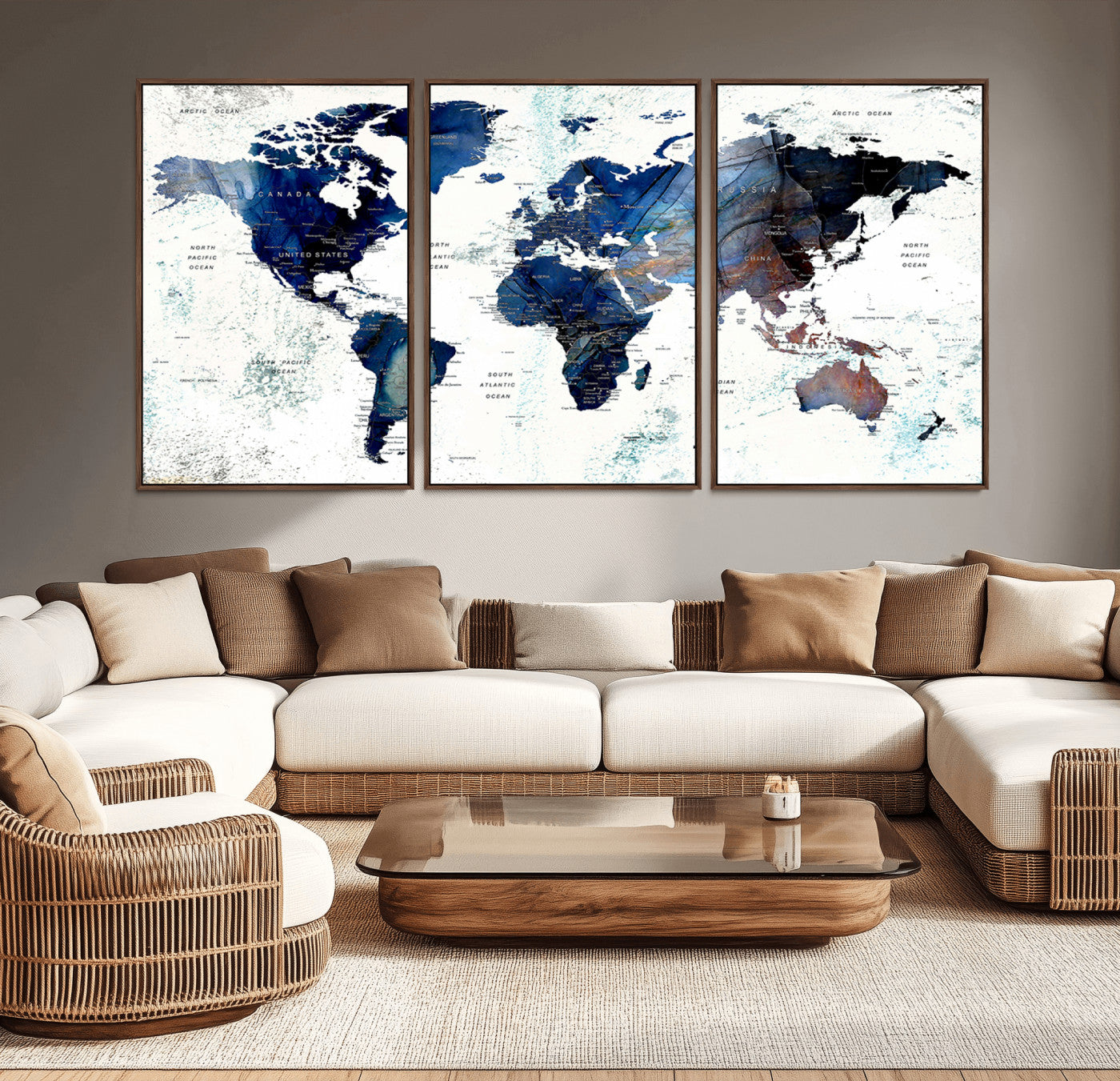 27071-MGV-CV-36X24-Push Pin World Map Canvas Print – Framed Wall Art for Couples to Track Their Travels – Anniversary Gift or Home Adventure Decor
