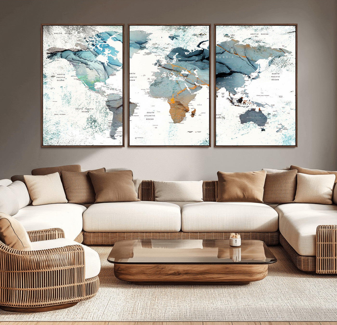 48730-MGV-CV-36X24-Push Pin World Map Canvas Print – Framed Wall Art for Couples to Track Their Travels – Anniversary Gift or Home Adventure Decor