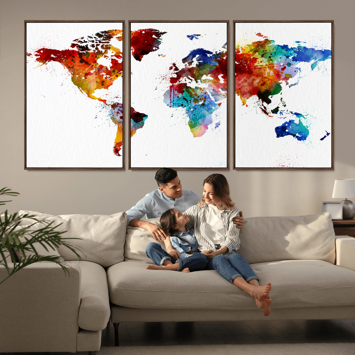 MGV-FC-60X30-3P - Push Pin World Map Canvas Print – Framed Wall Art for Couples to Track Their Travels – Anniversary