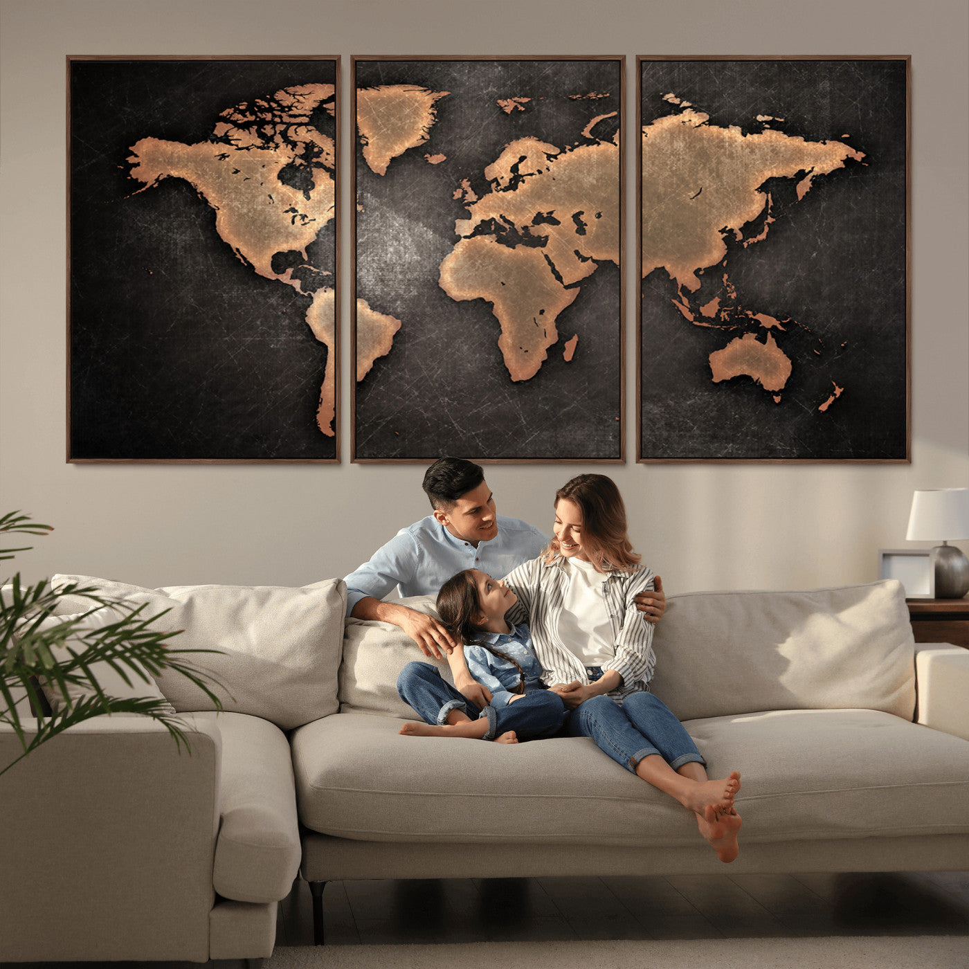 MGV-FC-60X30-3P - Push Pin World Map Canvas Print – Framed Wall Art for Couples to Track Their Travels – Anniversary