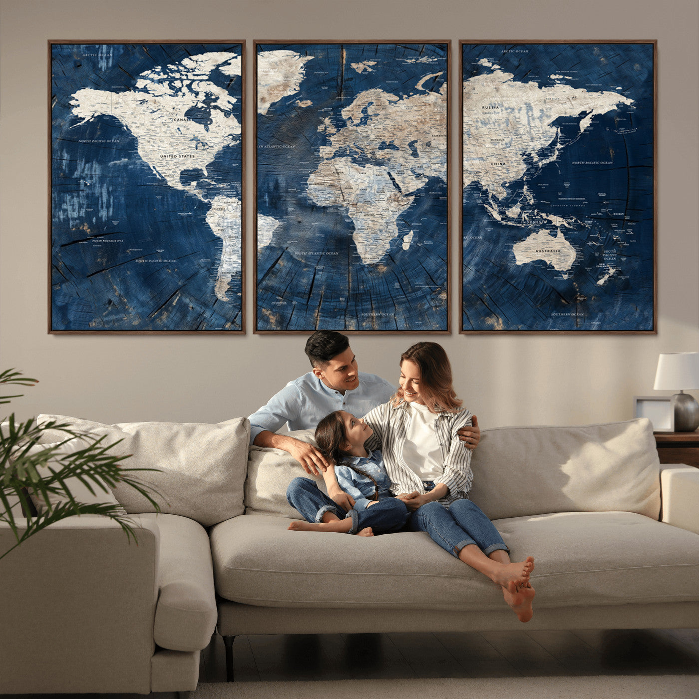 MGV-FC-60X30-3P - Push Pin World Map Canvas Print – Framed Wall Art for Couples to Track Their Travels – Anniversary