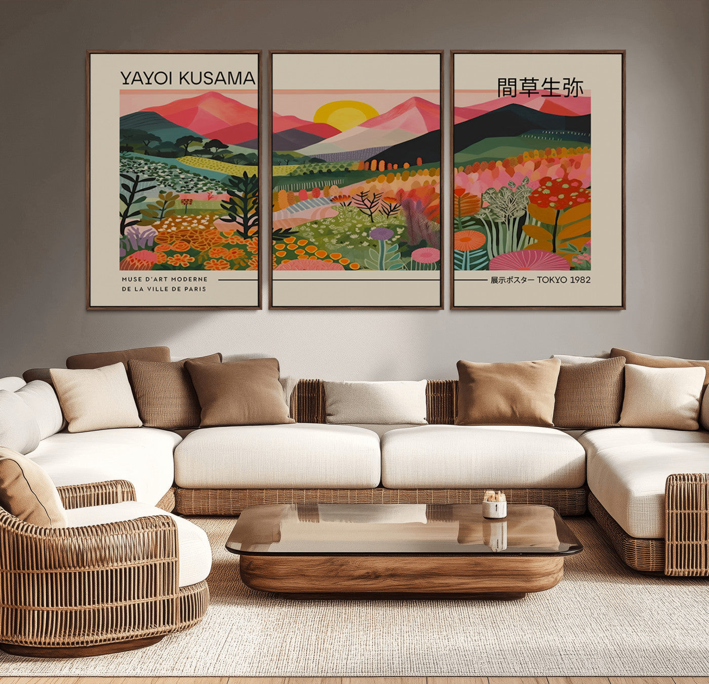 MGV-FC-60X30-3P - Yayoi Kusama 1986 Wall Art Print – Yayoi Kusama Wabi Sabi Japanese Wall Art Print - Vibrant Abstract