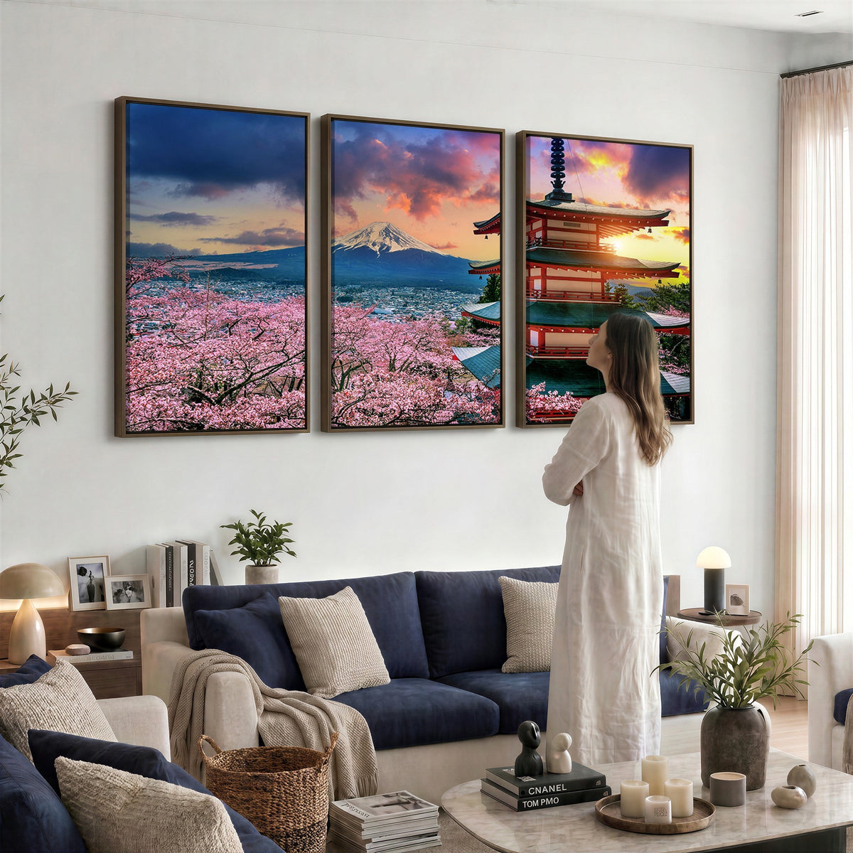 95987-MGV-CV-24X16 - Cherry Blossoms Canvas Print, Chureito Pagoda and Mount Fuji Wall Art