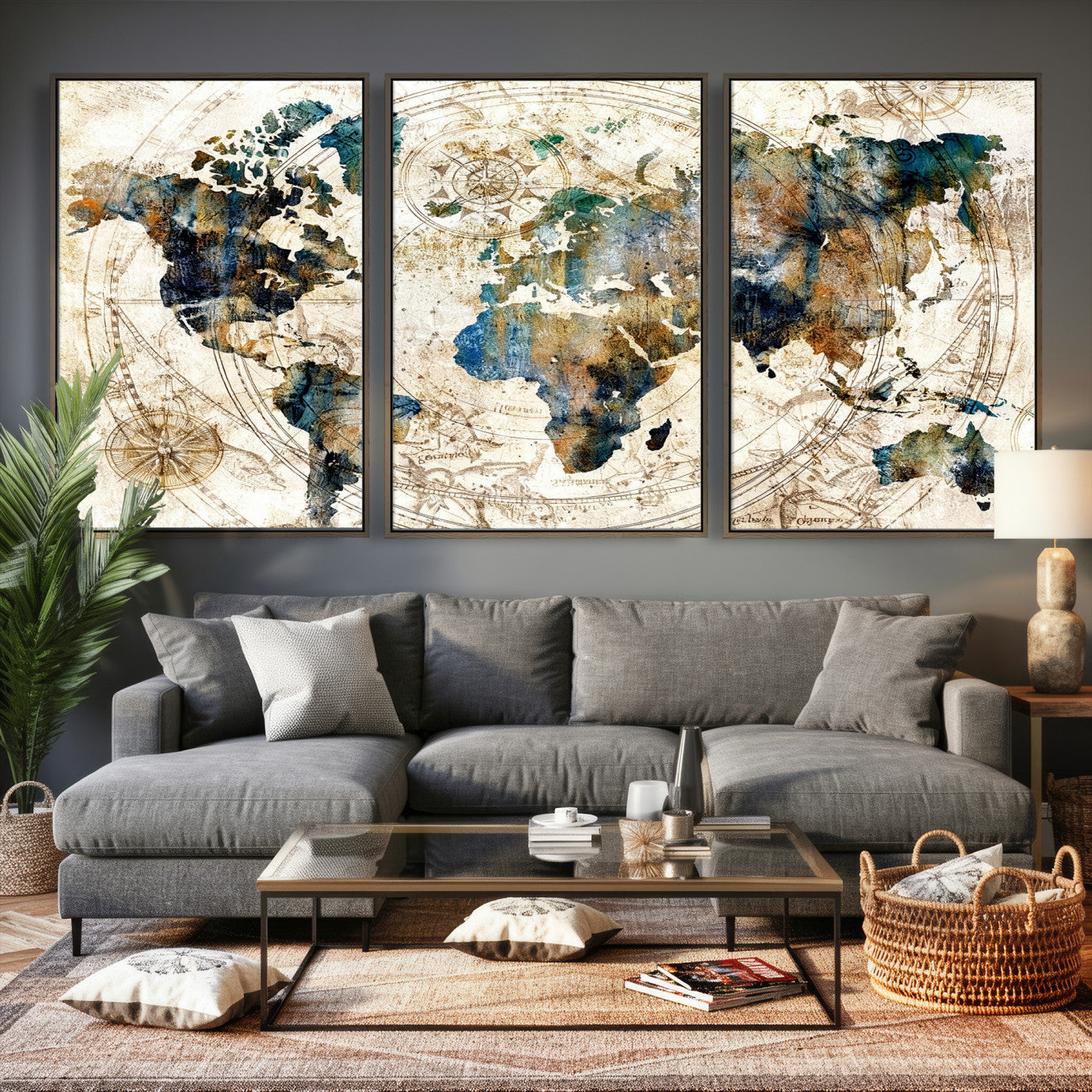 10554-MGV-CV-36X24 - Abstract World Map Art Print Canvas Print