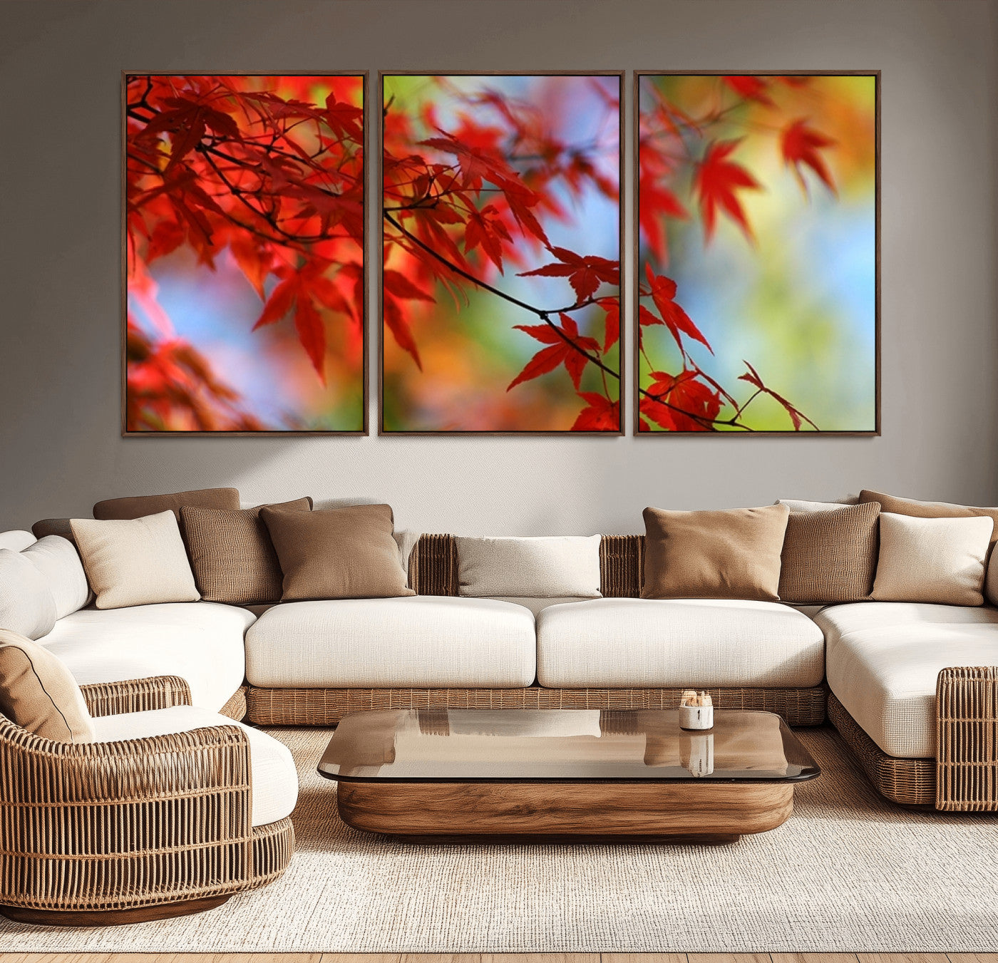 68946-MGV-CV-36X24-Red Leaves Autumn Forest Wall Art Canvas, Red Leaves Autumn Forest Canvas Print