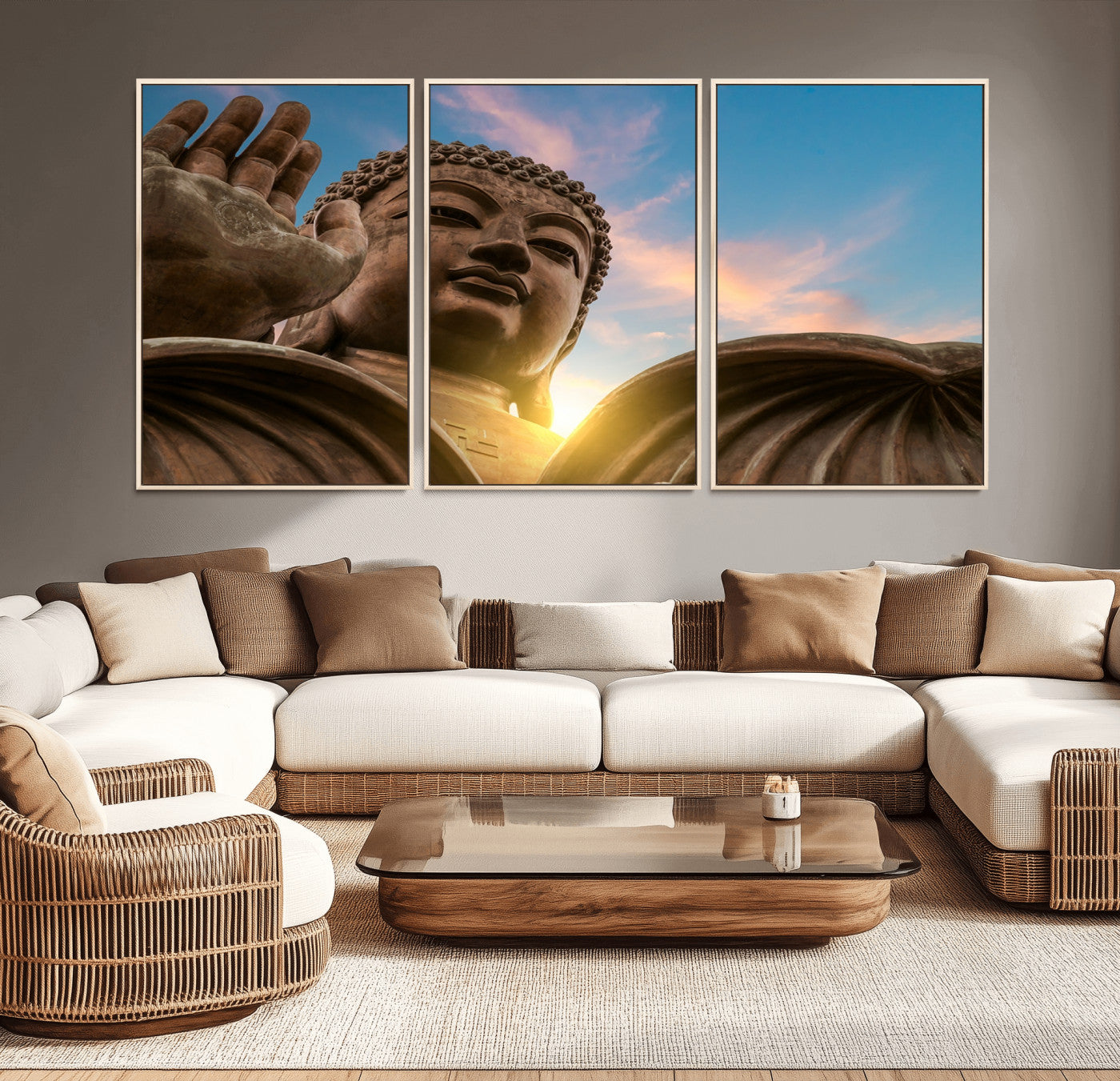 94703-MGV-CV-36X24-Buddha Statue and Daylight Wall Art, Buddha Statue Wall Art Canvas Print