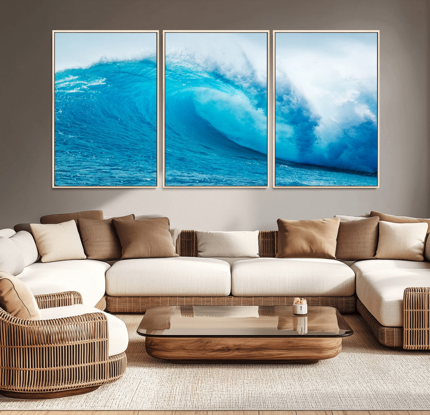 MGV-FC-60X30-3P - Big Ocean Surfing Wave Wall Art Canvas Print
