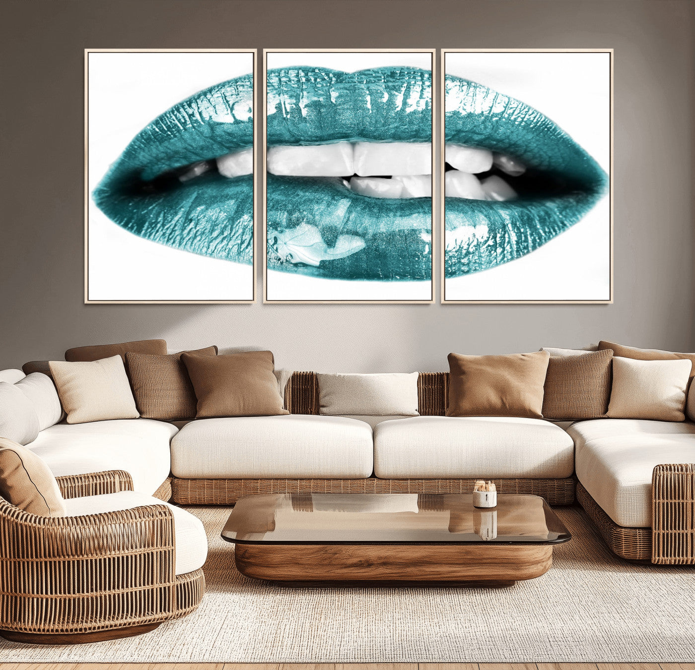 72429-MGV-CV-36X24-Blue Lips Wall Art Canvas Print
