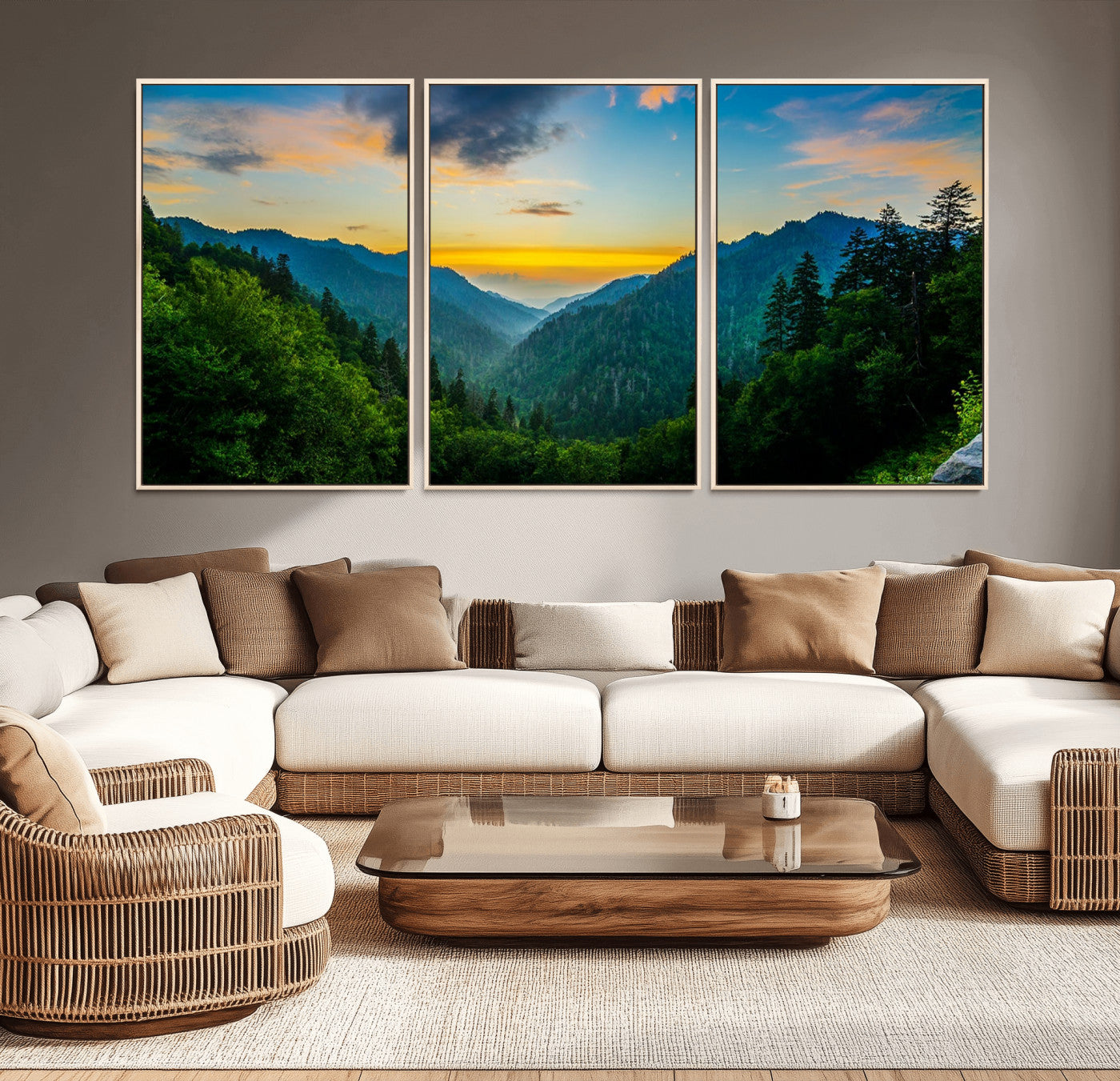 MGV-FC-60X30-3P - Green Forest Wall Art Canvas Print
