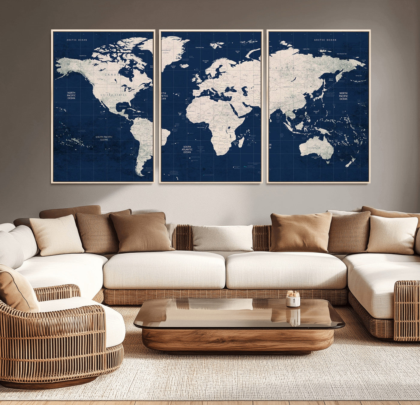 MGV-FC-60X30-3P - Push Pin World Map Canvas Print – Framed Wall Art for Couples to Track Their Travels – Anniversary