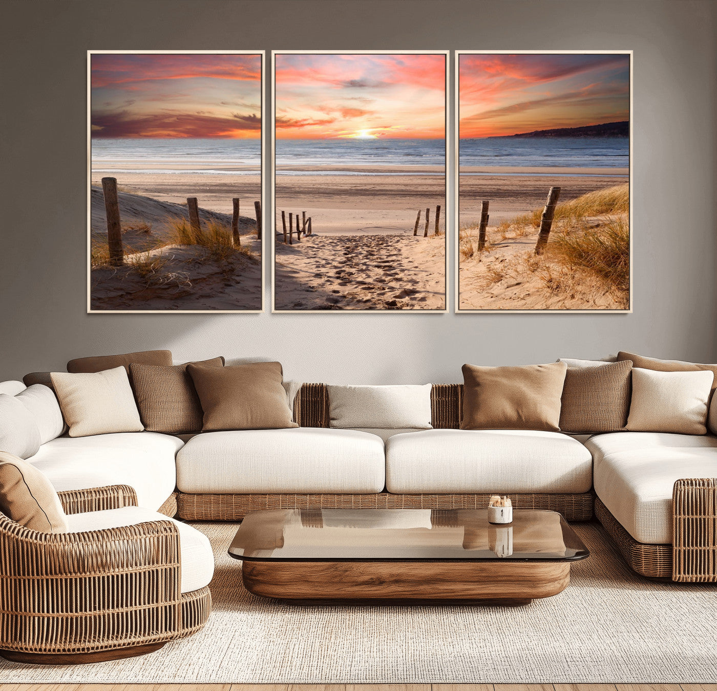 MGV-FC-60X30-3P - Sunset on the Sea Wall Art Canvas Print
