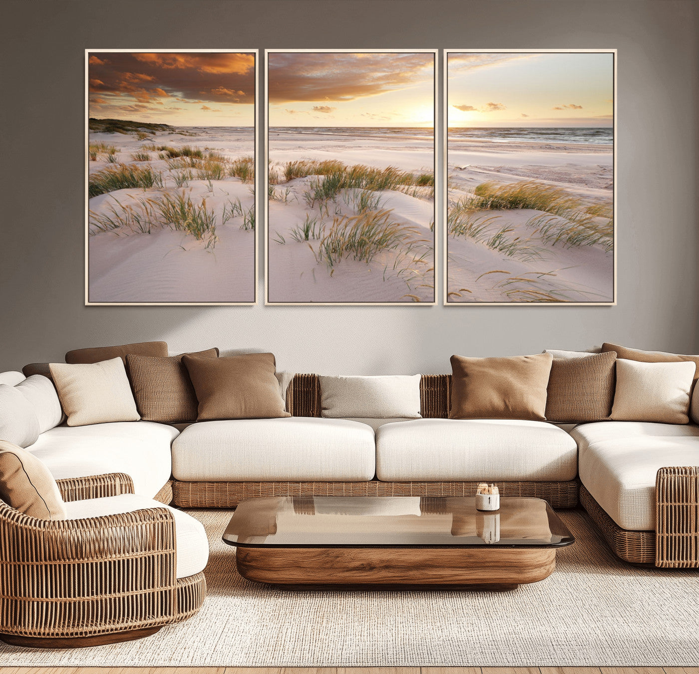 MGV-FC-60X30-3P - Flight Over Coastal Beach Landscape, Flight Over Coastal Beach Print Canvas Wall Art