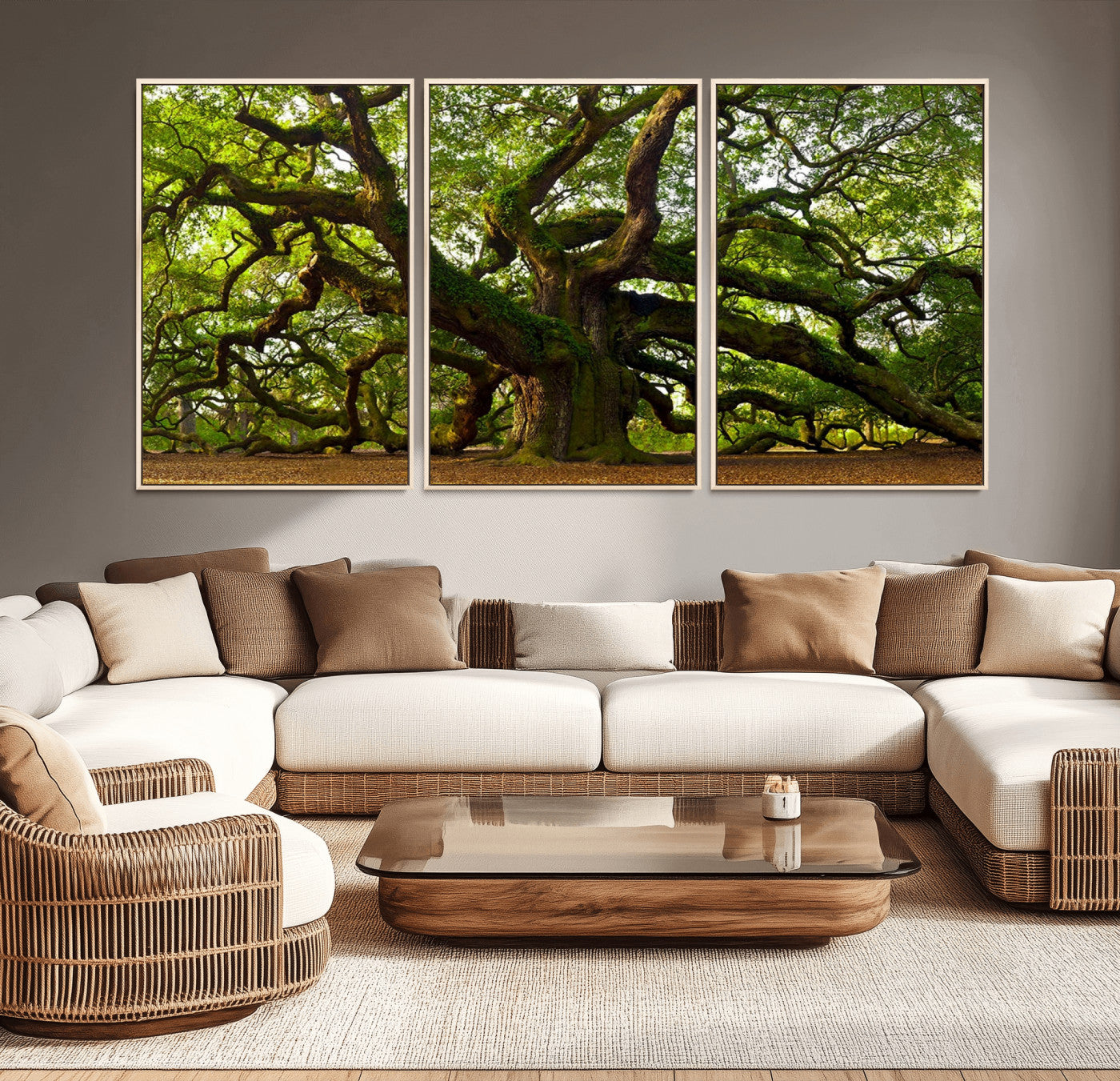 MGV-FC-60X30-3P - Angel Oak Tree Wall Art Canvas Print | Forest Tree Nature Photography Print on Canvas | Large