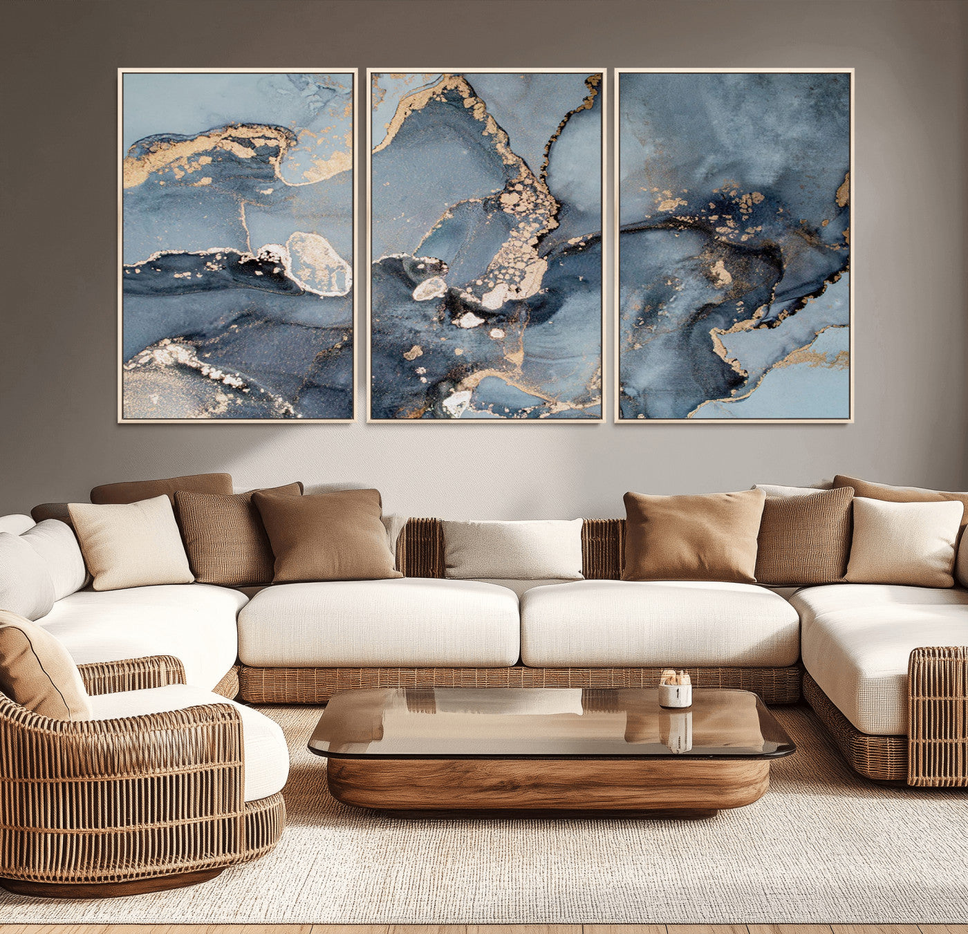 17119-MGV-CV-36X24-Multipanel Marble Fluid Effect Wall Art Abstract Canvas Wall Art Print