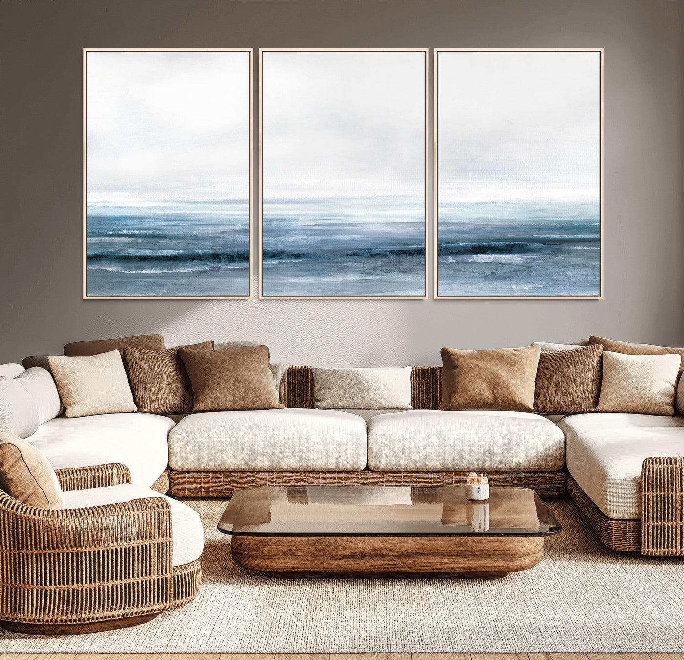 -Blue Ocean Abstract Artwork Wall Art Canvas Print