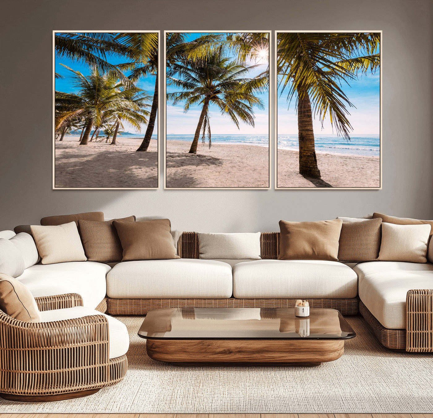 MGV-FC-60X30-3P - Palm Beach Tropical Island Wall Art Canvas Print