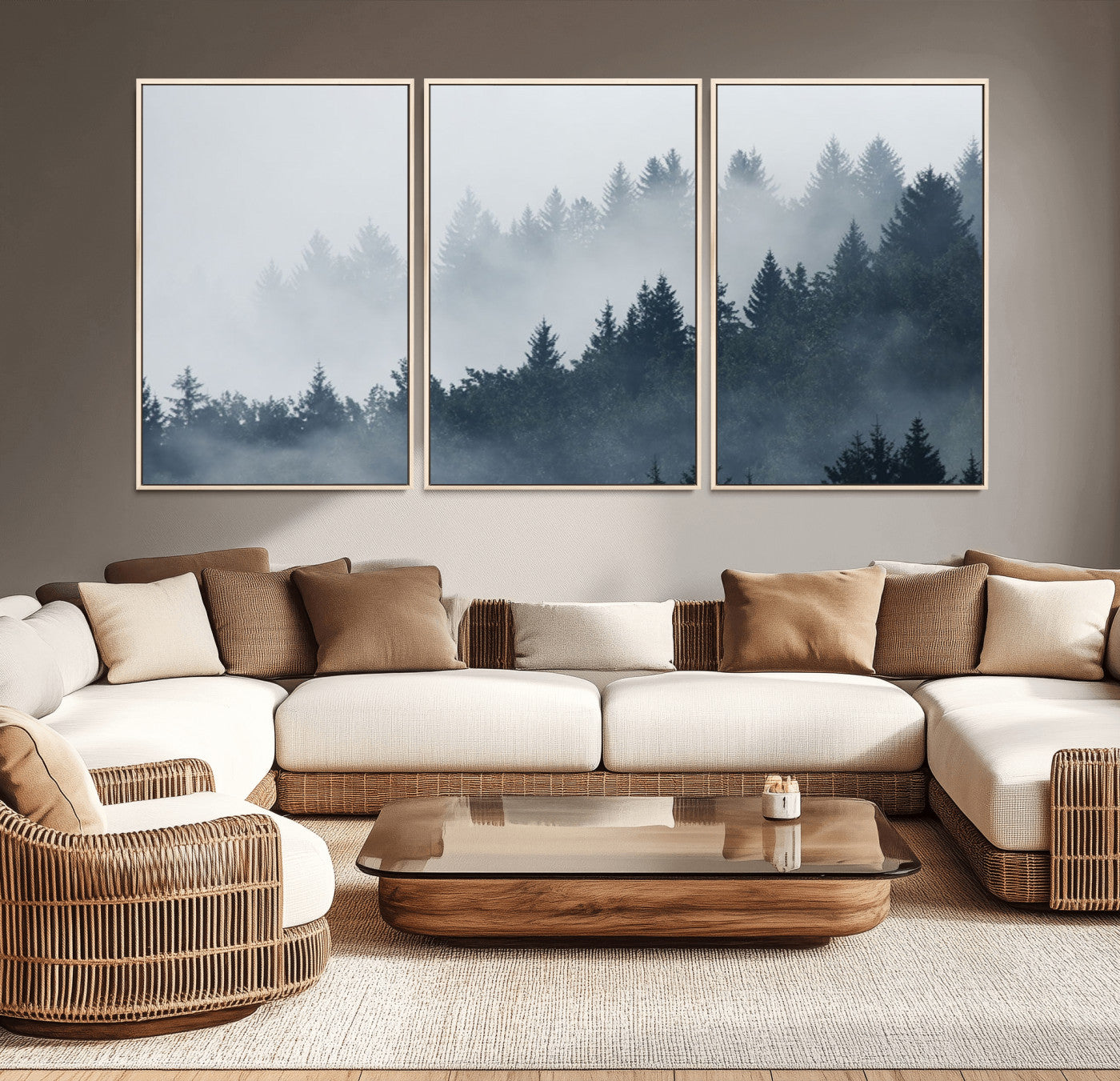 MGV-FC-60X30-3P - Foggy Pine Forest Wall Art Canvas Print