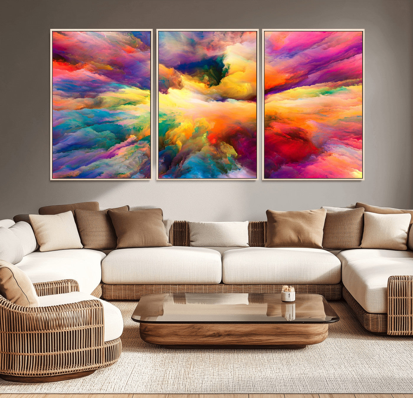 MGV-FC-60X30-3P - Blazing Vibrant Colors Cloud Wall Art Canvas Print