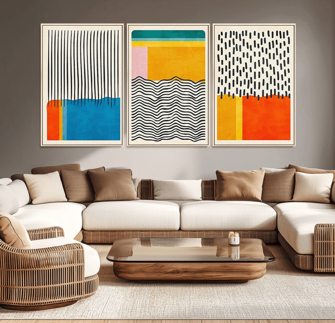 MGV-FC-60X30-3P - Canvas Print Wall Art Abstract Illustrs Art Boho, Framed Abstract Boho Art