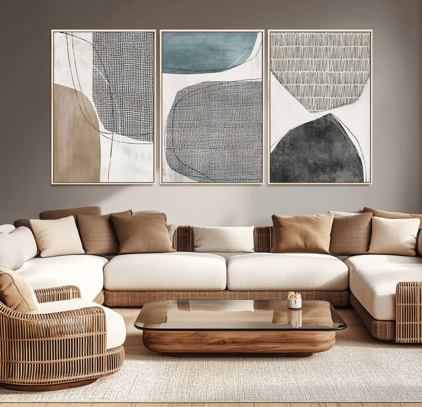MGV-FC-60X30-3P - Canvas Print Wall Art Abstract Art Boho, Framed Boho Decor Canvas Print
