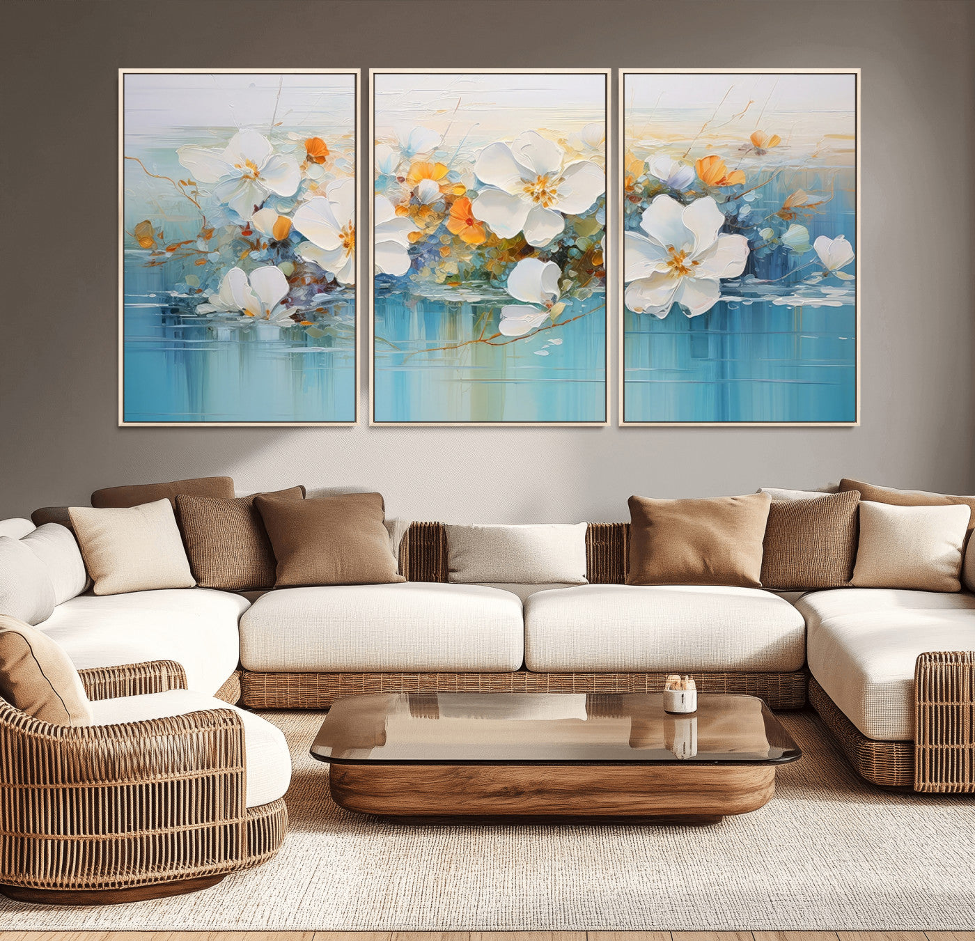 MGV-FC-60X30-3P - Abstract Flower Wall Art Canvas Print