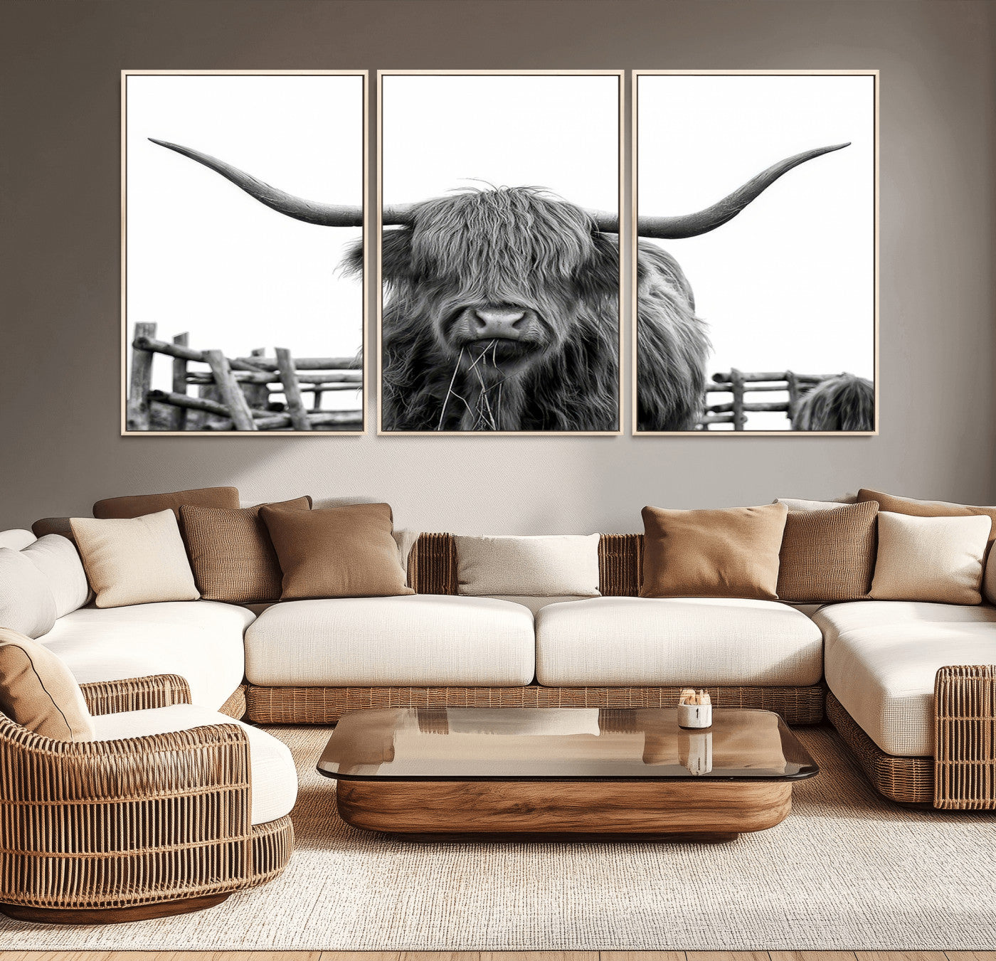 -Longhorn Canvas Print, Bighorn Cow Wall Art Canvas Print