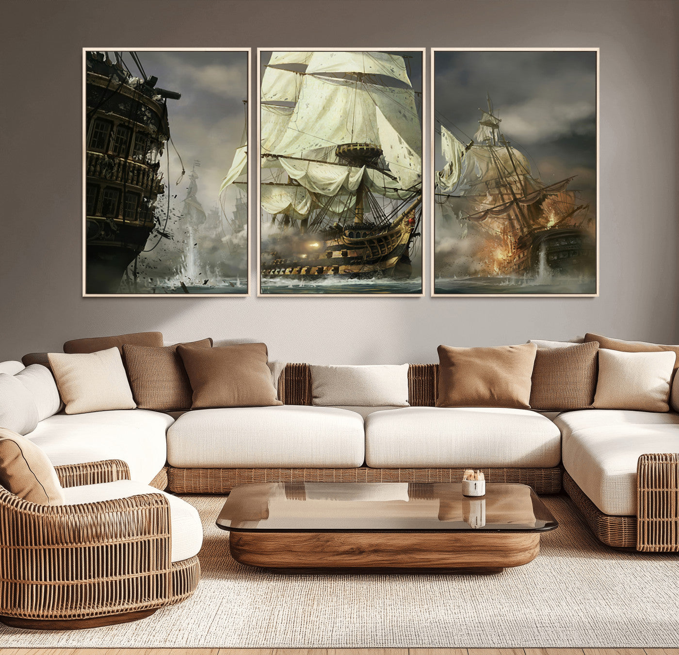 MGV-FC-60X30-3P - Pirate Ship War Wall Art Canvas Print