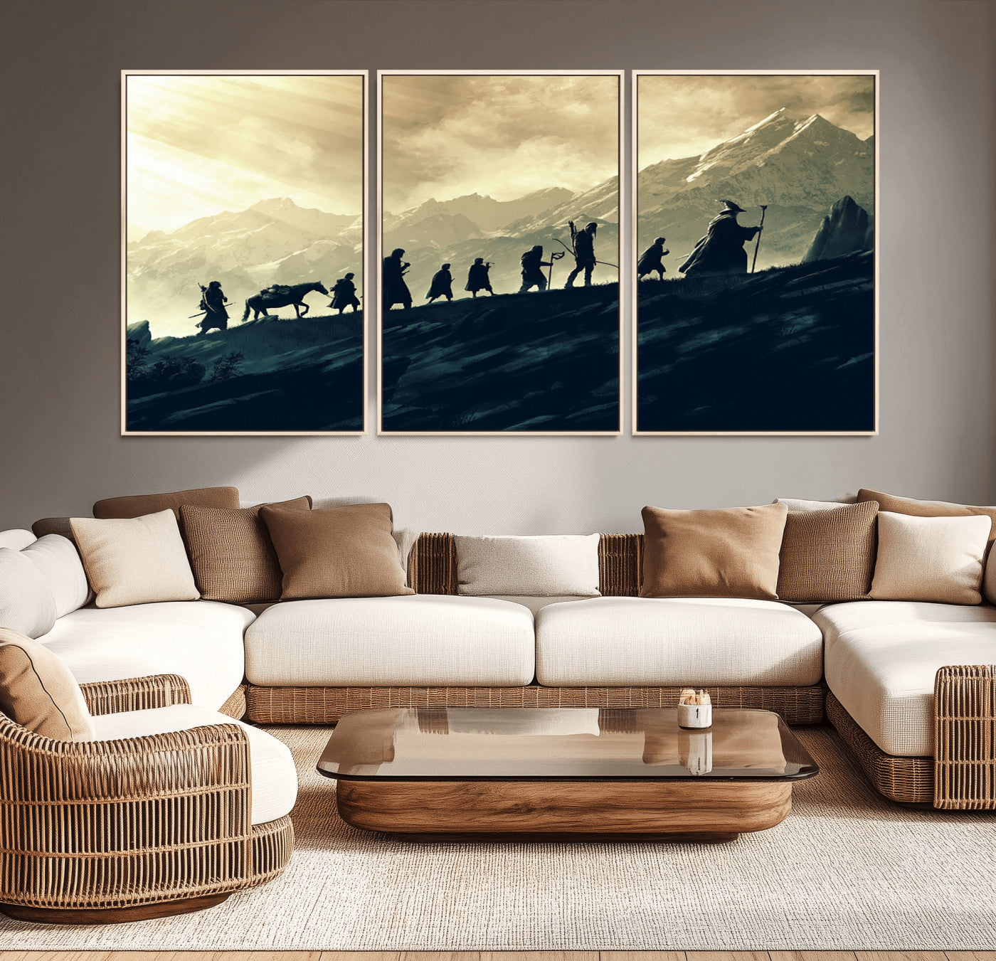 41574-MGV-CV-36X24-Lord of the Rings Silhouette Wall Art Capturing the Epic Quest Through Middle-Earth - The