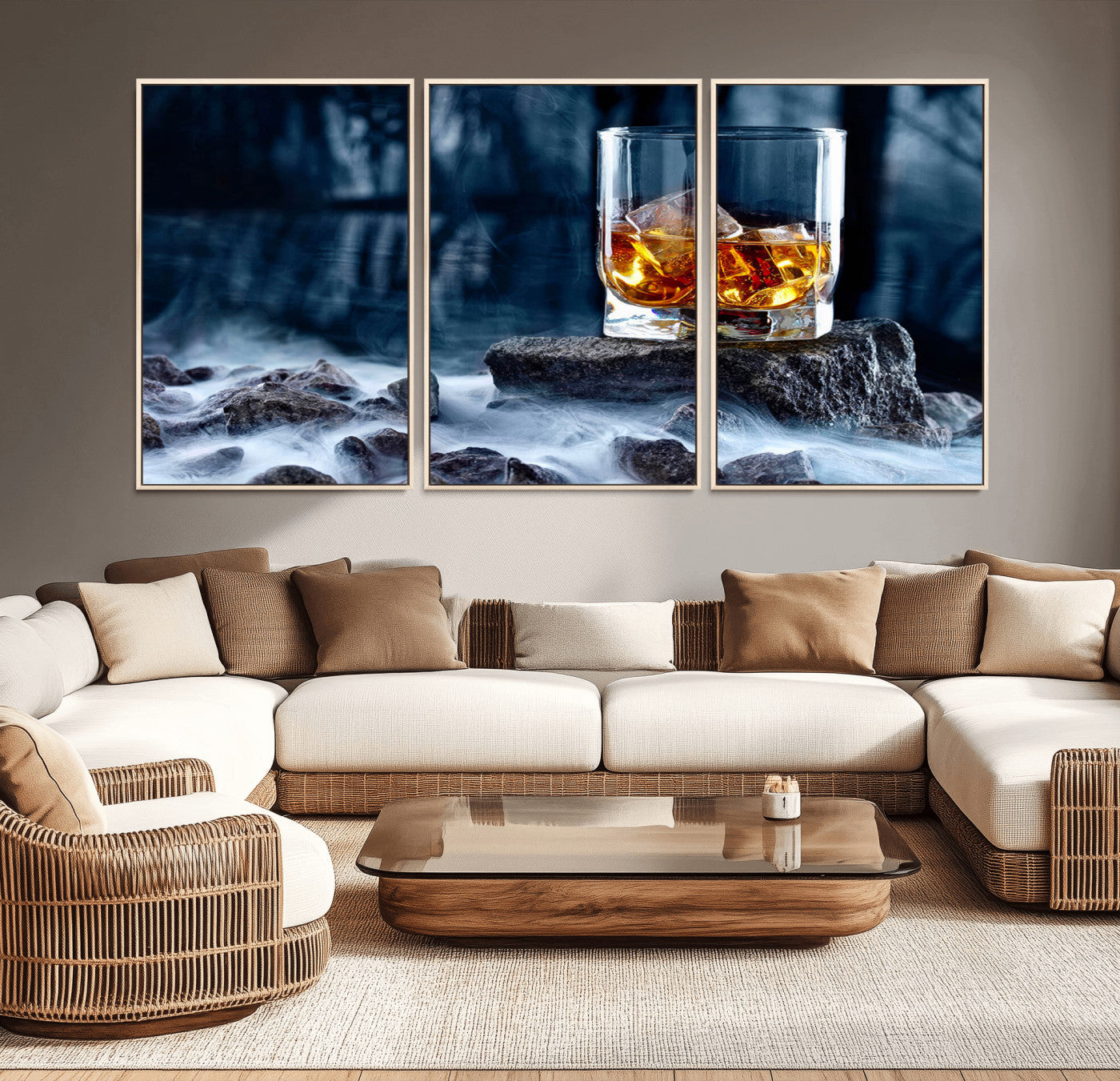 MGV-FC-60X30-3P - Whiskey Ice Wall Art Canvas Print