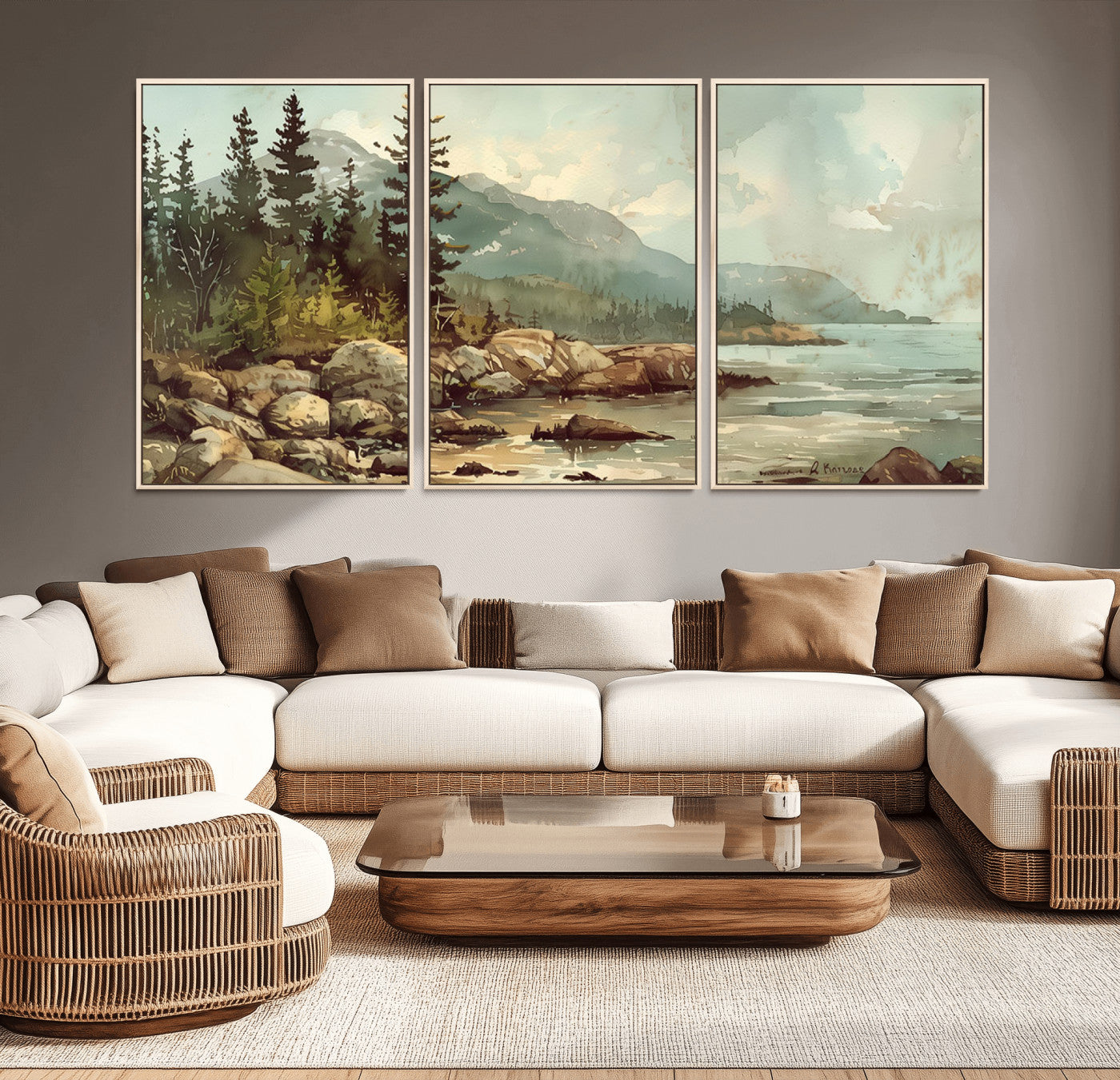 -Abstract Acadia National Park Wall Art Canvas Print - Stunning 3-Panel Wall Art Canvas Print,