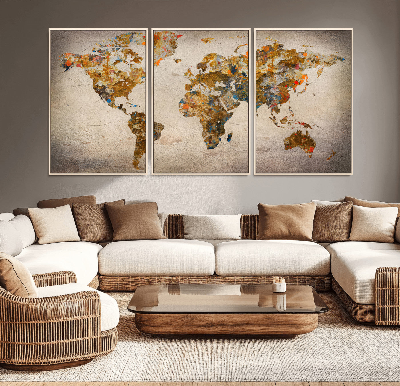 MGV-FC-60X30-3P - Push Pin World Map Canvas Print – Framed Wall Art for Couples to Track Their Travels – Anniversary