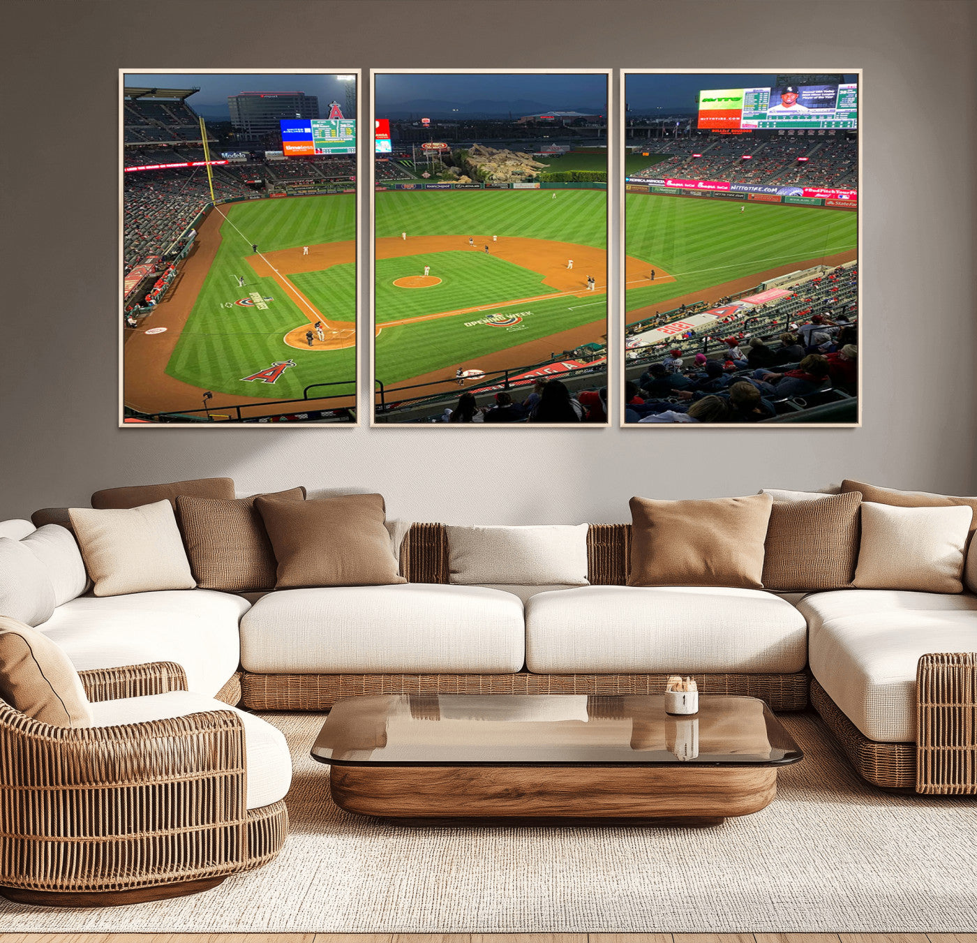 MGV-FC-60X30-3P - Angel Stadium Aerial View – Los Angeles Angels Baseball Canvas Print, Framed, Ready to Hang