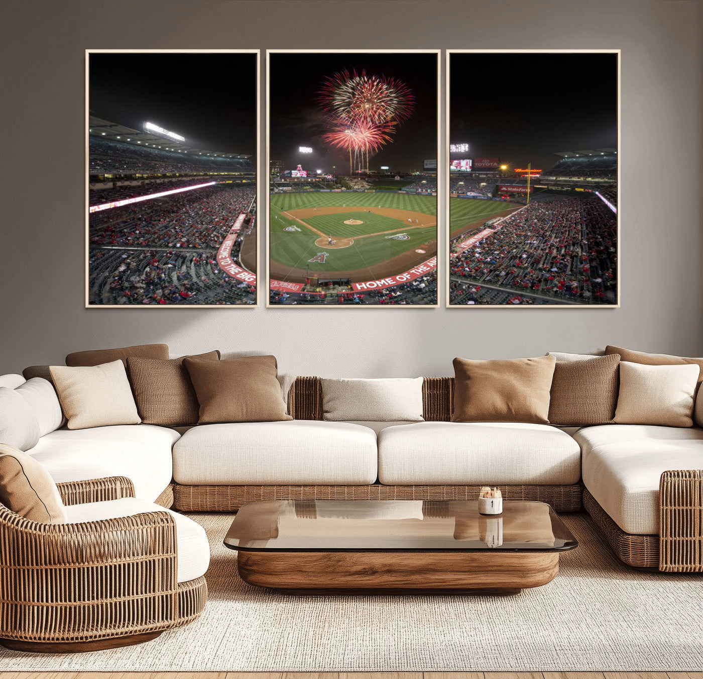-Fireworks at Angel Stadium – Los Angeles Angels Canvas Print, Framed Los Angeles Angels Wall Art