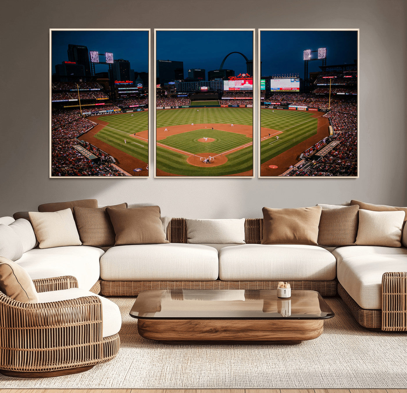 38612-MGV-CV-36X24-St. Louis Cardinals Baseball Team Print - Busch Stadium Wall Art Canvas Print