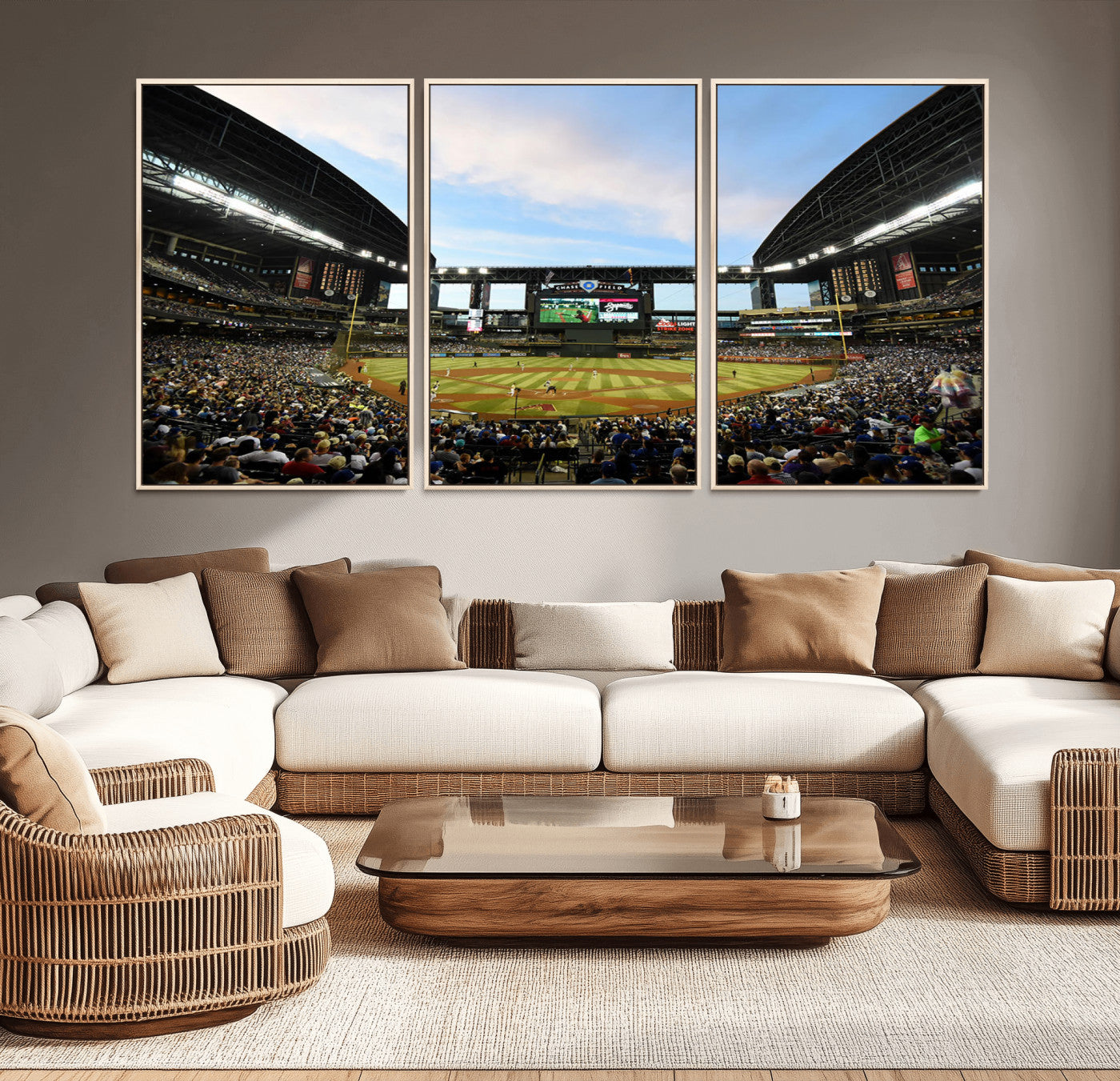 92672-MGV-CV-36X24-Arizona Diamondbacks Team Print - Phoenix Chase Field Stadium Wall Art Canvas Print