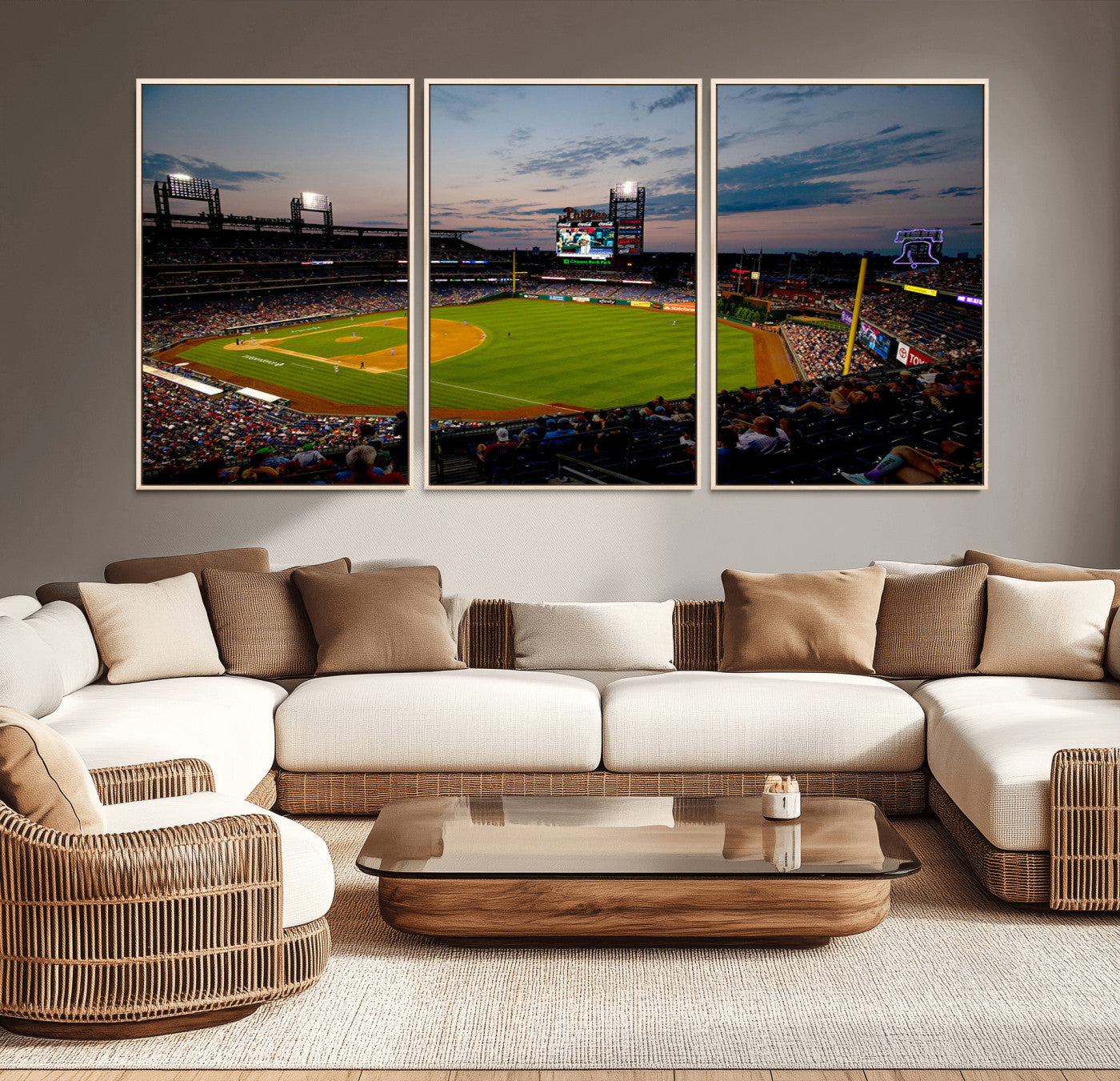 17415-MGV-CV-36X24-Philadelphia Phillies Baseball Team Print - Citizens Bank Park Stadium Wall Art Canvas Print