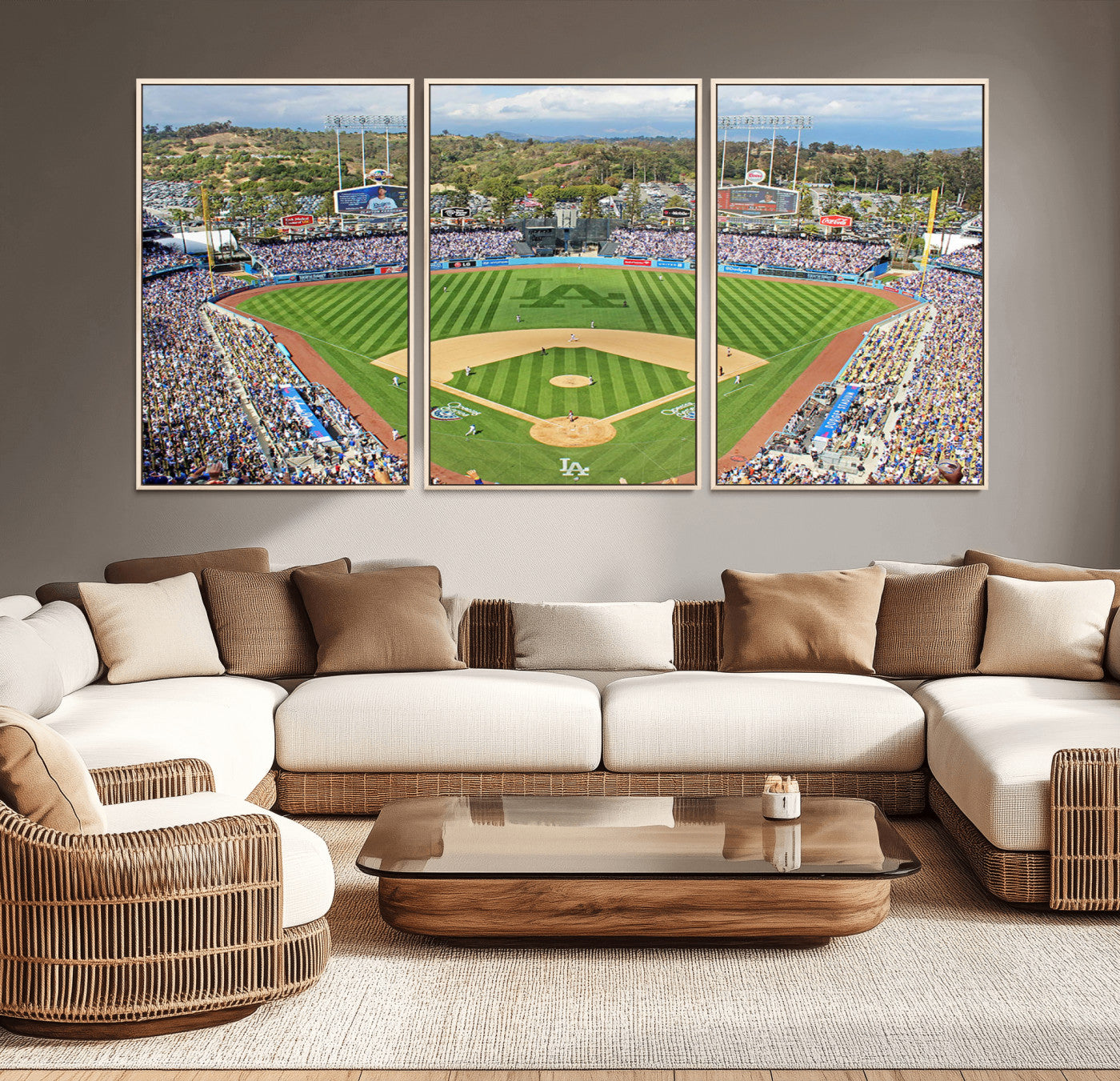 MGV-FC-60X30-3P - Citi Field Wall Art Print | 3-Panel New York Mets Baseball Stadium Canvas Print | Framed Sports Decor for Living Room, Man Cave, or Office