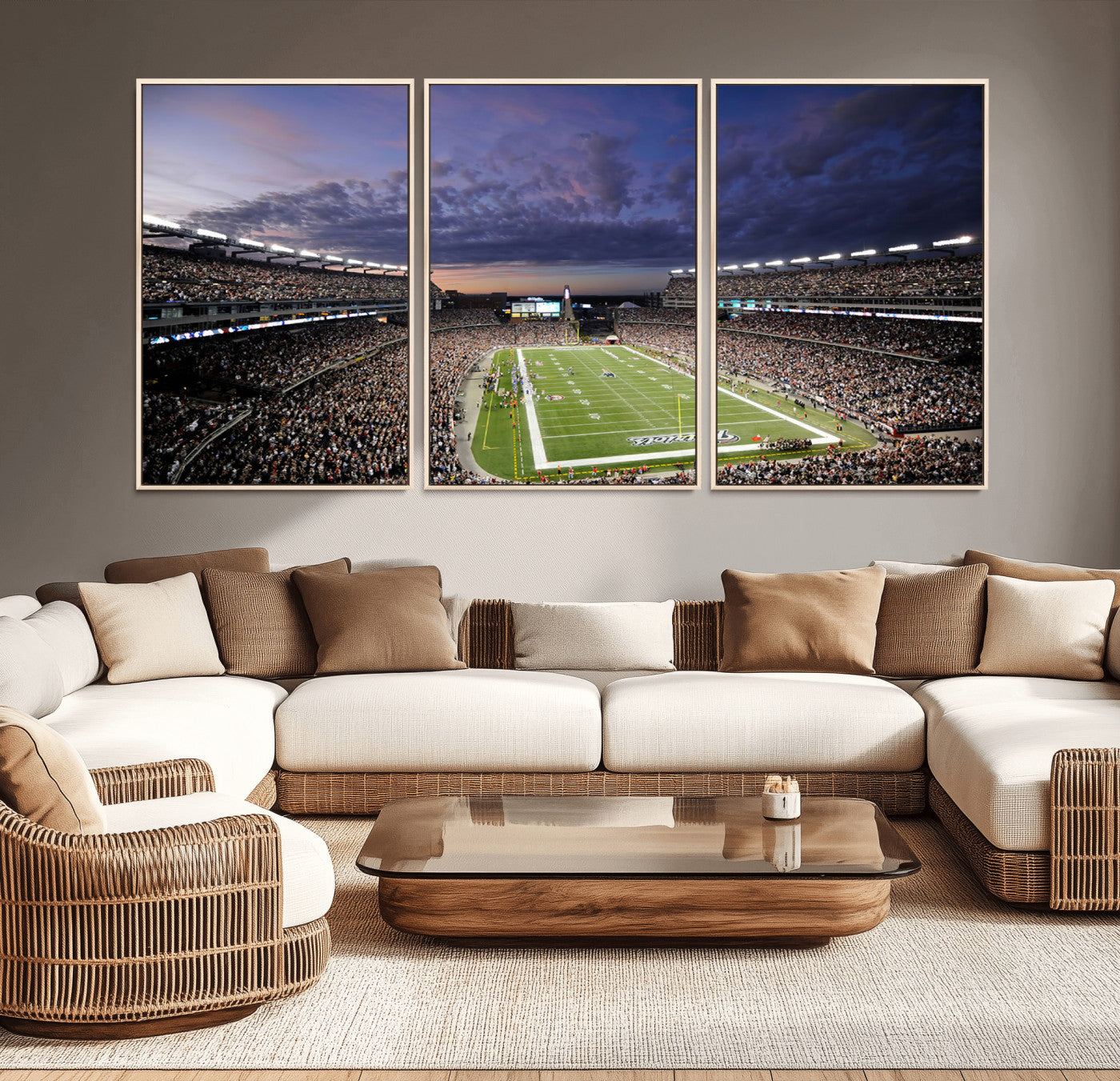 MGV-FC-60X30-3P - New England Patriots Football Team Print - Foxborough Gillette Stadium Wall Art Canvas Print