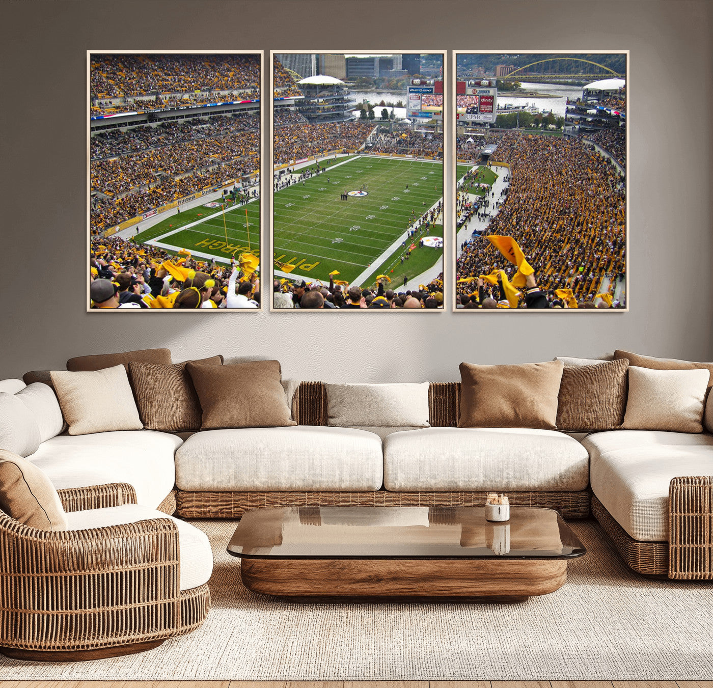 MGV-FC-60X30-3P - Pittsburgh Steelers Football Team Print - Pittsburgh Heinz Field Stadium Wall Art Canvas Print