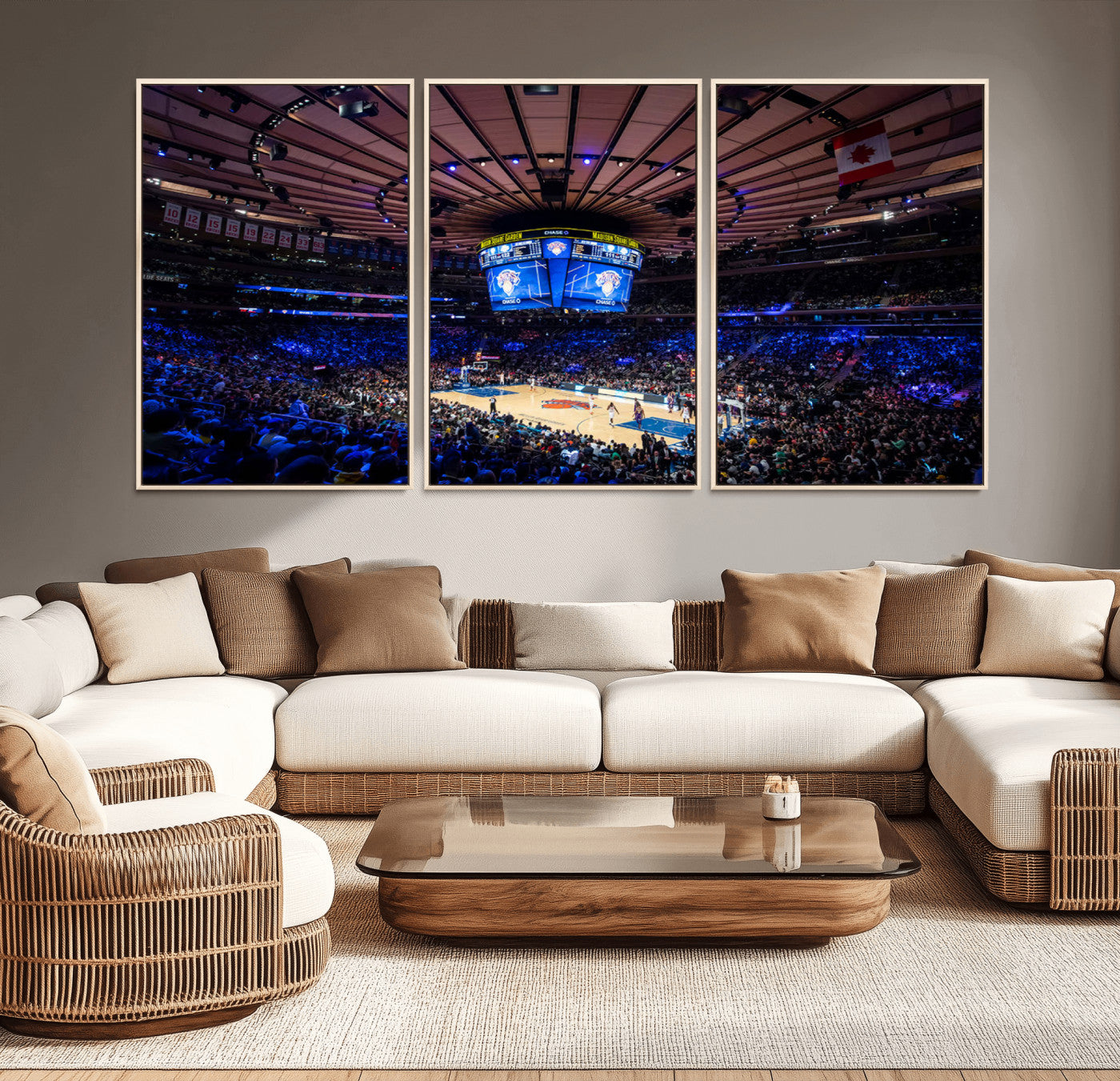 20491-MGV-CV-36X24-Madison Square Garden Basketball Print Canvas- Madison Square Garden Basketball Game Triple Canvas