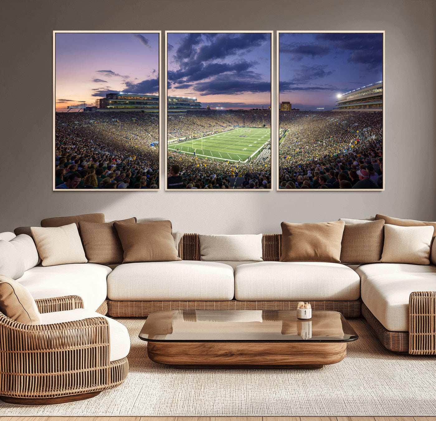 MGV-FC-60X30-3P - Notre Dame Fighting Irish Football Team Print - Notre Dame Stadium Wall Art Canvas Print