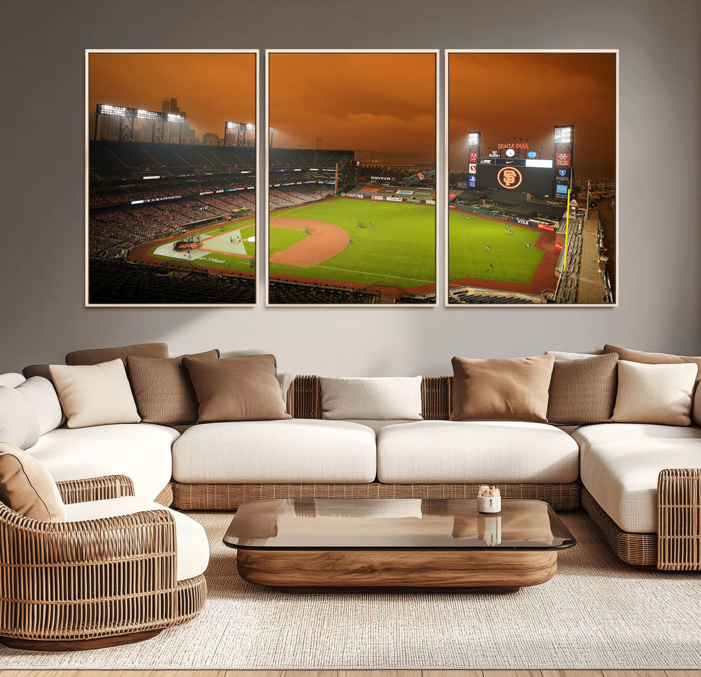 MGV-FC-60X30-3P - San Francisco Giants Baseball Team Print - Oracle Park Stadium Wall Art Canvas Print