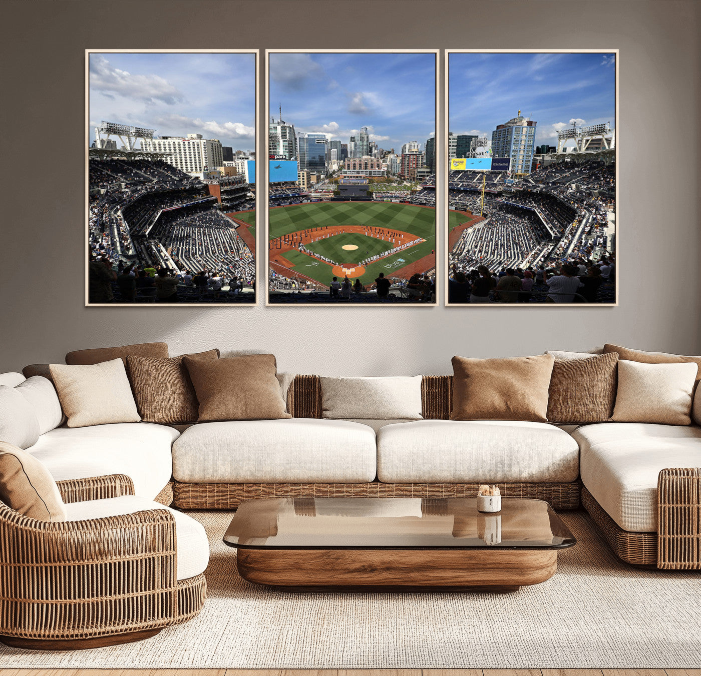 87122-MGV-CV-36X24-San Diego Padres Baseball Team Print - Petco Park Stadium Wall Art Canvas Print