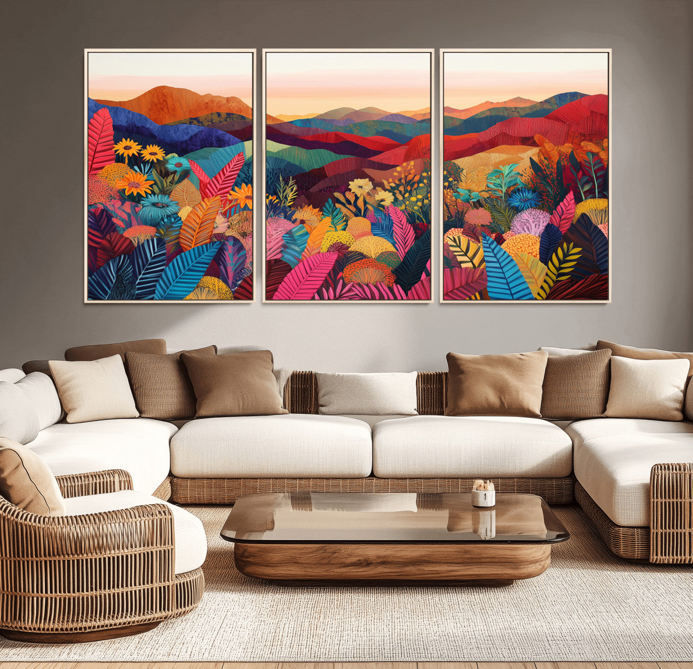 MGV-FC-60X30-3P - YAYOI KUSAMA Abstract Print - Landscape Canvas Wall Art Print - Vibrant Modern Decor for Living
