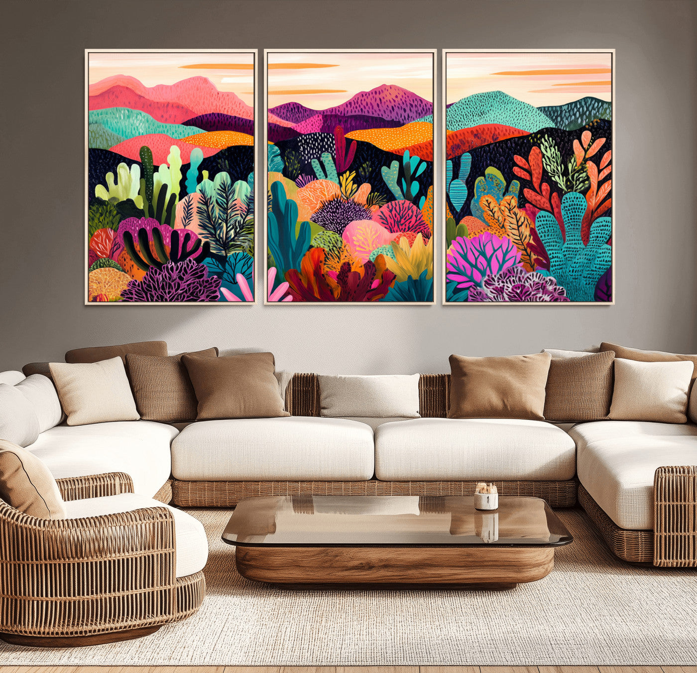 MGV-FC-60X30-3P - Abstract Kusama Print - Landscape Canvas Wall Art Print - Vibrant Modern Decor for Living Room,