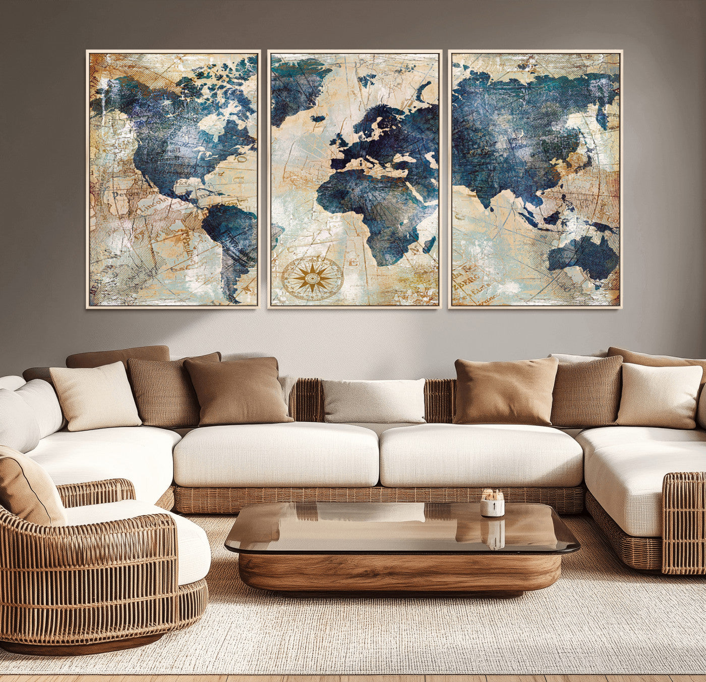 84561-MGV-CV-36X24-Push Pin World Map Canvas Print – Framed Wall Art for Couples, Travel Tracker Map, Anniversary Gift for Home Decor