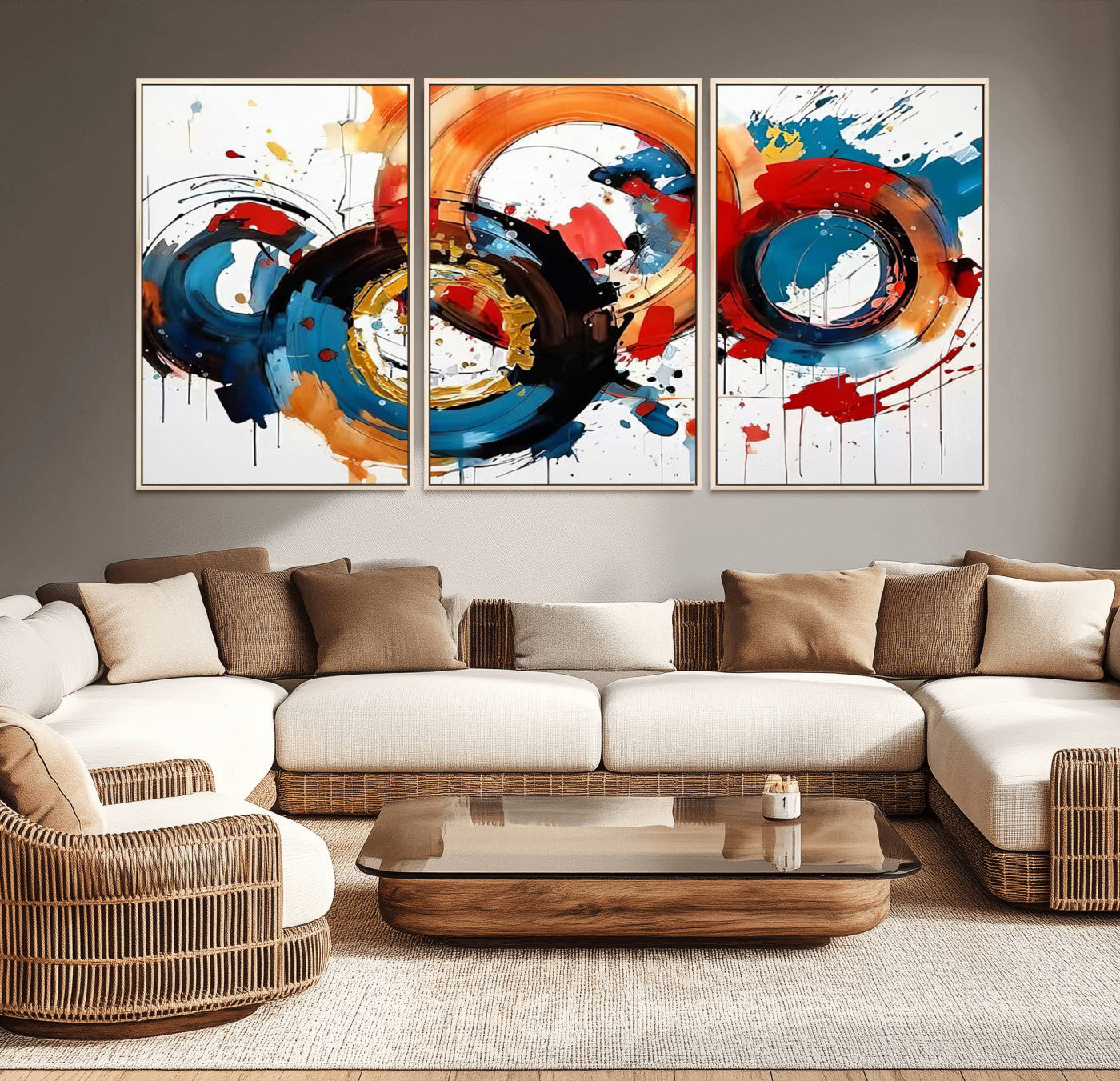 MGV-FC-60X30-3P - Abstract Wall Art, Rings Wall Art Canvas Print