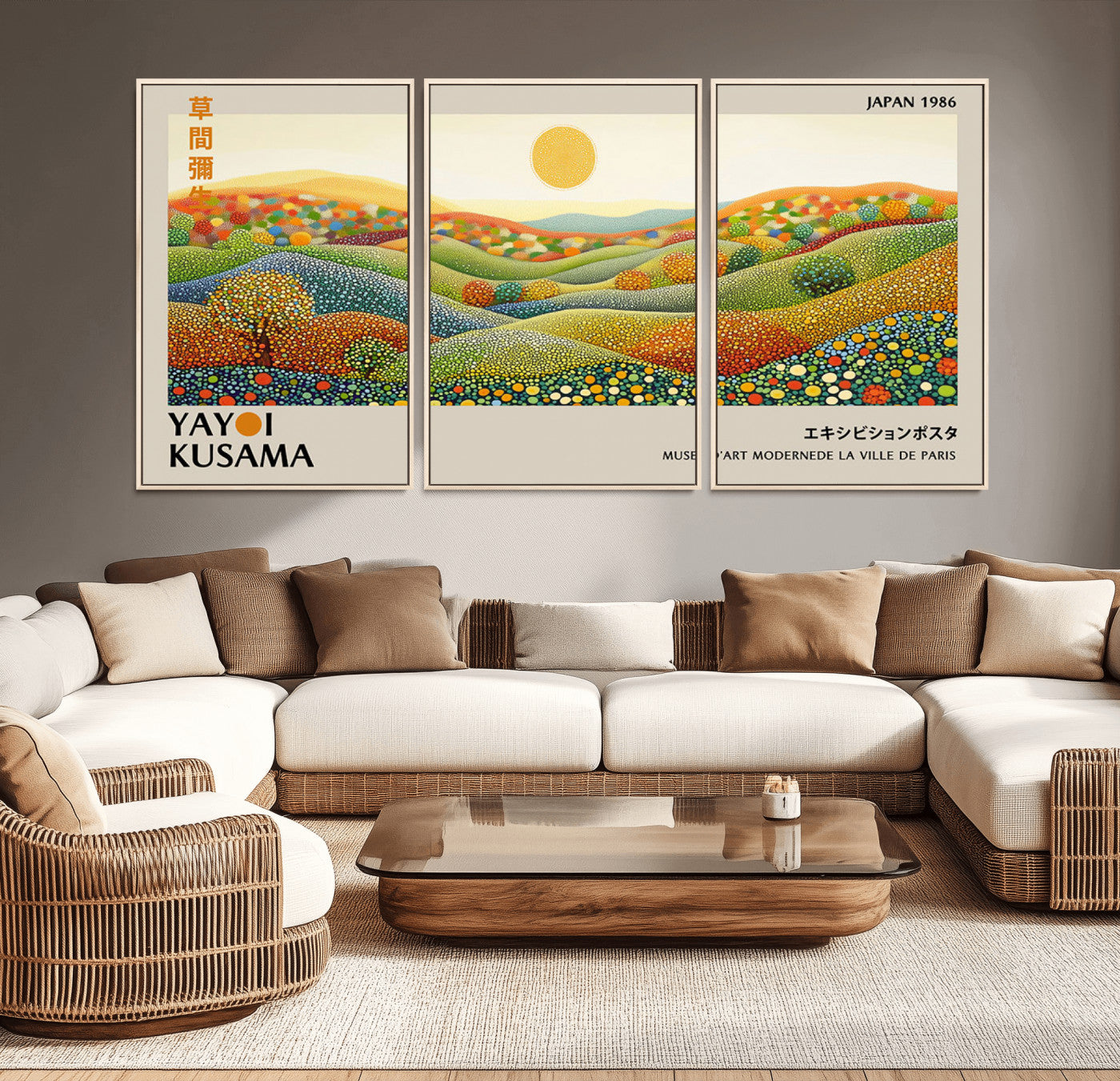 33864-MGV-CV-36X24-Yayoi Kusama Wall Art Print – Yayoi Kusama Wabi Sabi Japanese Wall Art Print - Vibrant Abstract